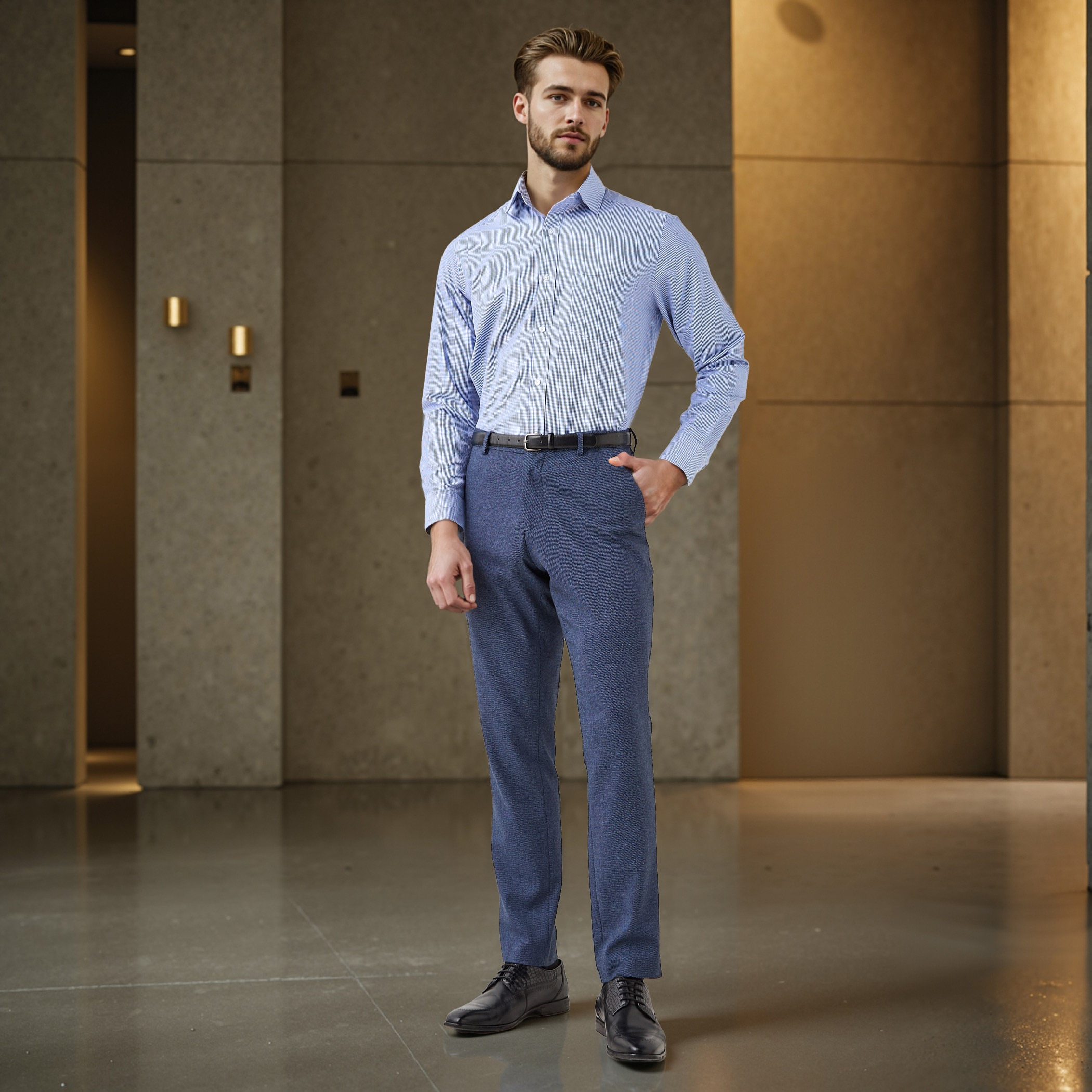 Regular Fit Checked Collared Shirt with Chest Pocket-men-clothing-shirts-image-2