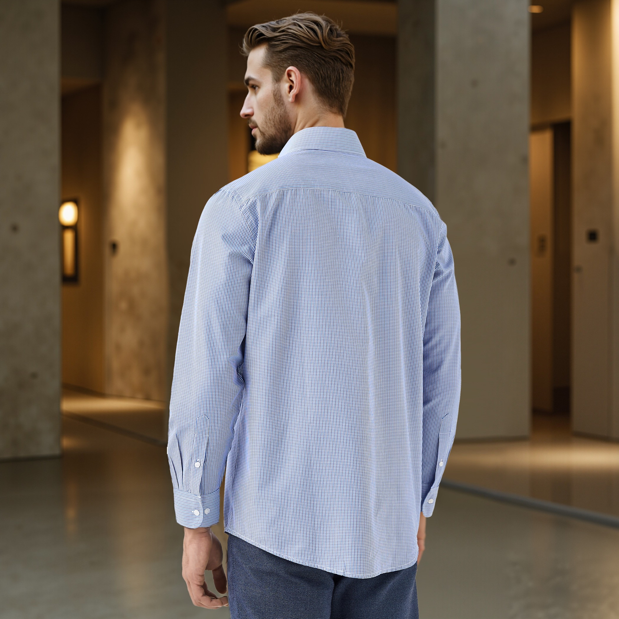 Regular Fit Checked Collared Shirt with Chest Pocket-men-clothing-shirts-image-3