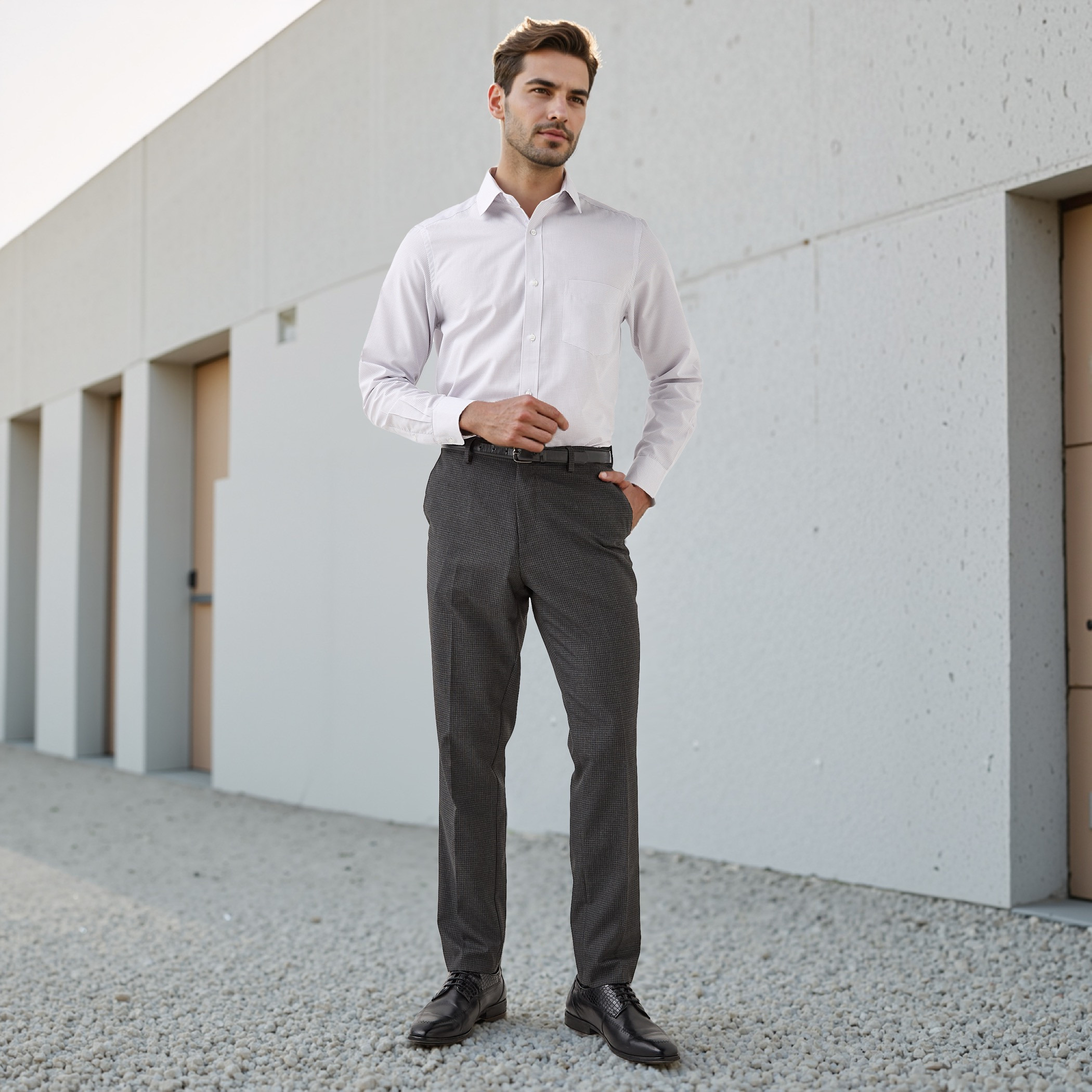 Regular Fit Checked Collared Shirt with Chest Pocket-men-clothing-shirts-image-2