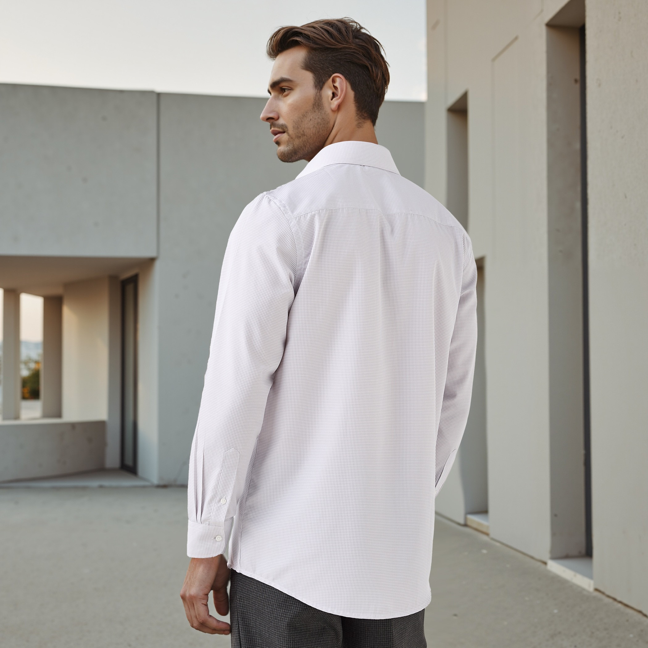 Regular Fit Checked Collared Shirt with Chest Pocket-men-clothing-shirts-image-3