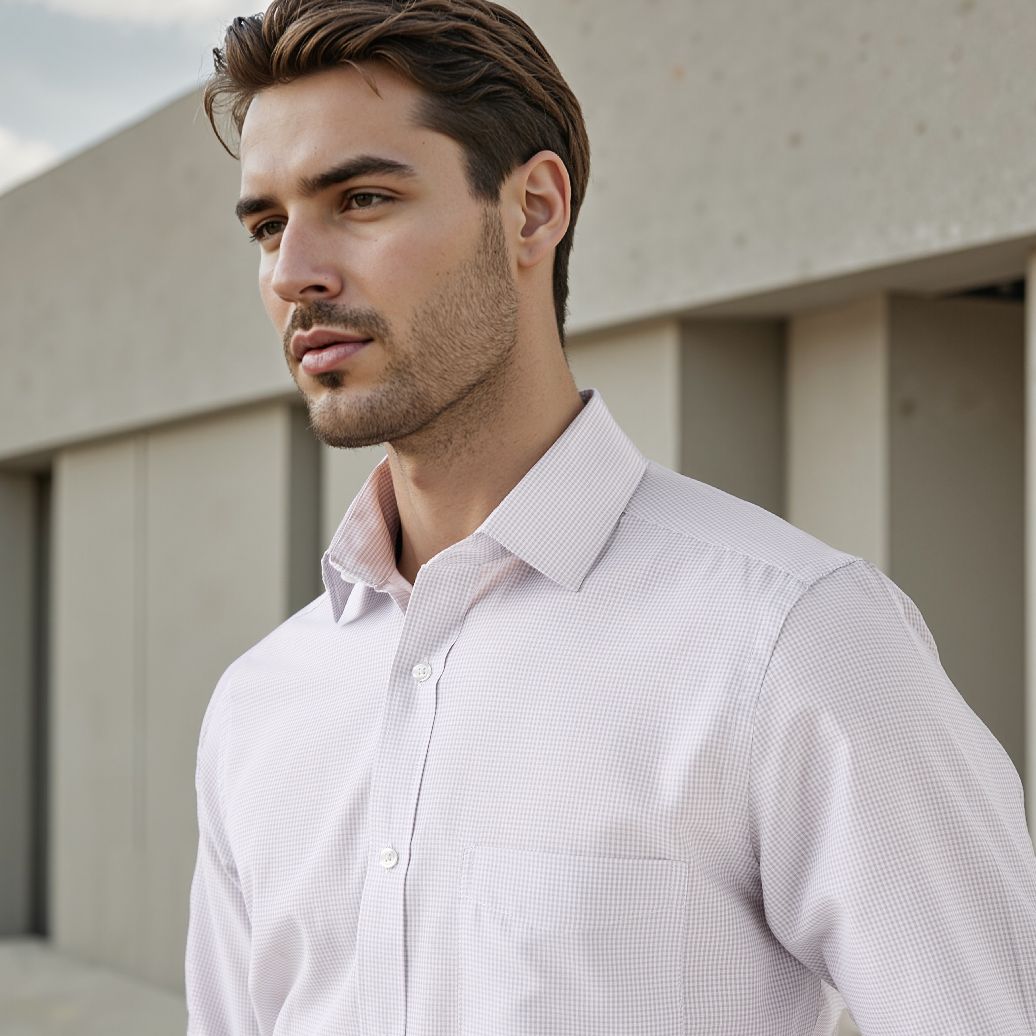 Regular Fit Checked Collared Shirt with Chest Pocket-men-clothing-shirts-image-4