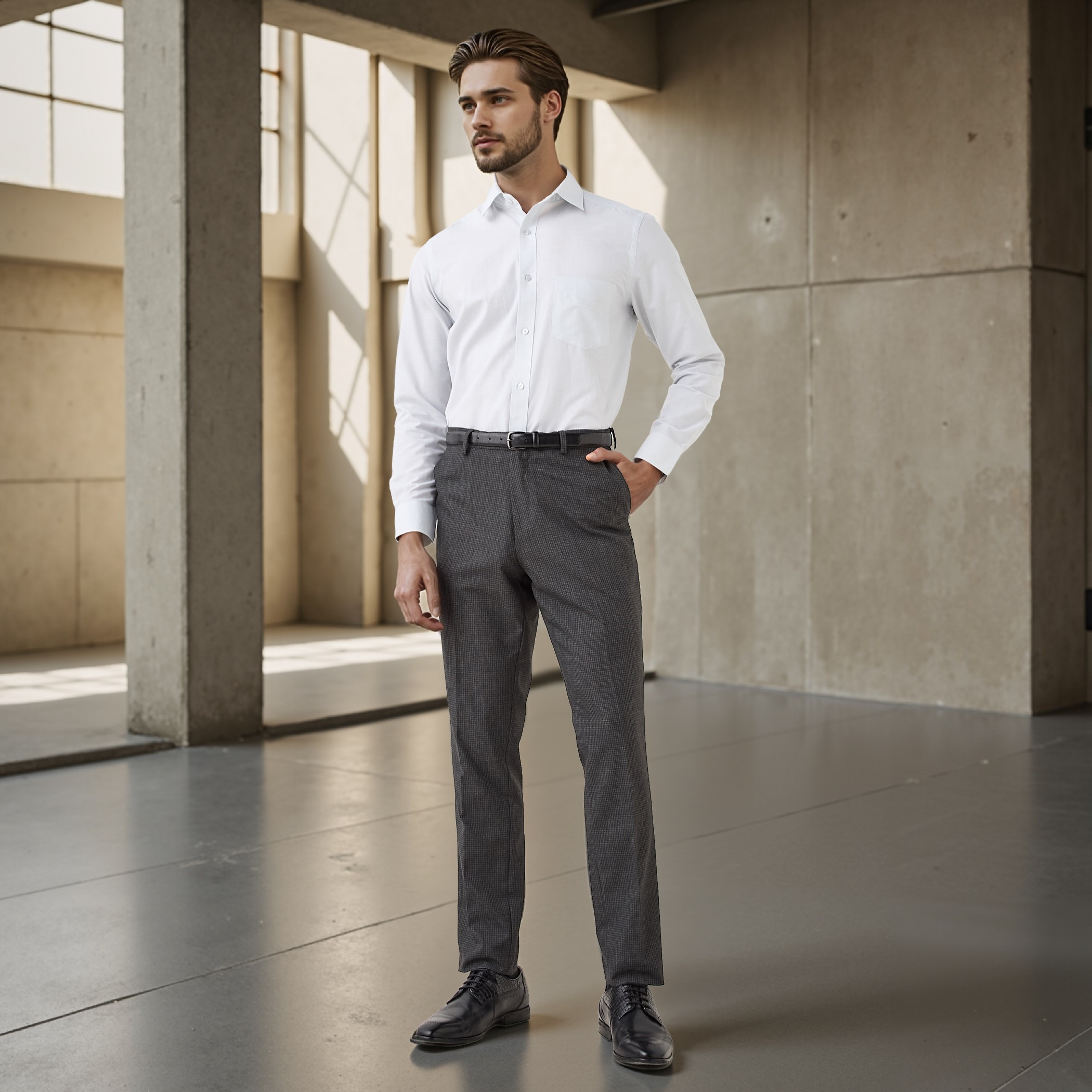 Regular Fit Checked Collared Shirt with Chest Pocket-men-clothing-shirts-image-2