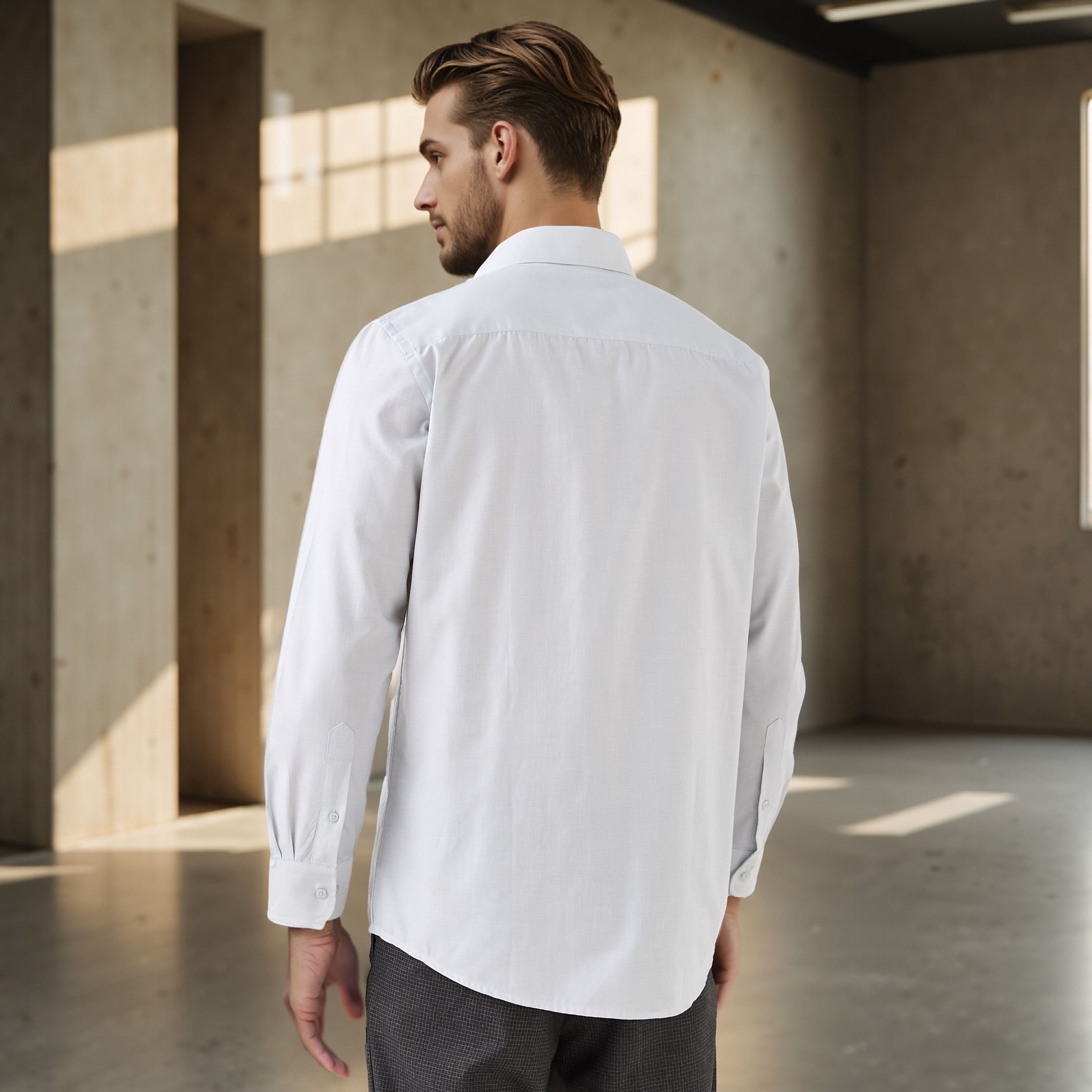 Regular Fit Checked Collared Shirt with Chest Pocket-men-clothing-shirts-image-3