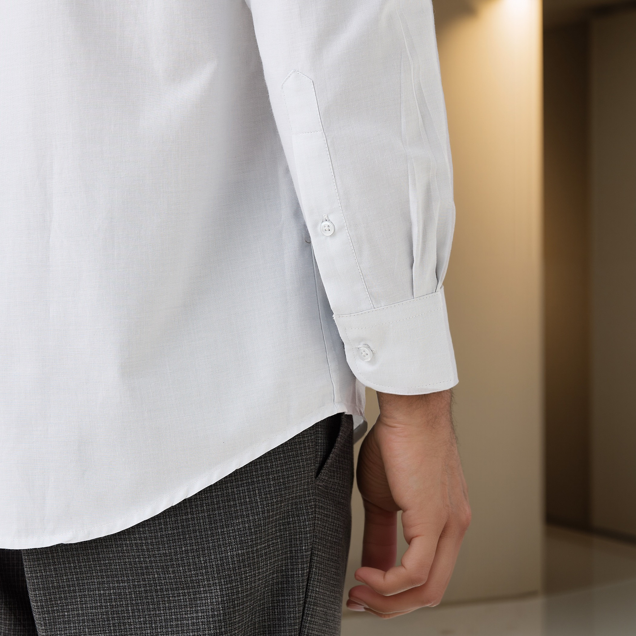 Regular Fit Checked Collared Shirt with Chest Pocket-men-clothing-shirts-image-5