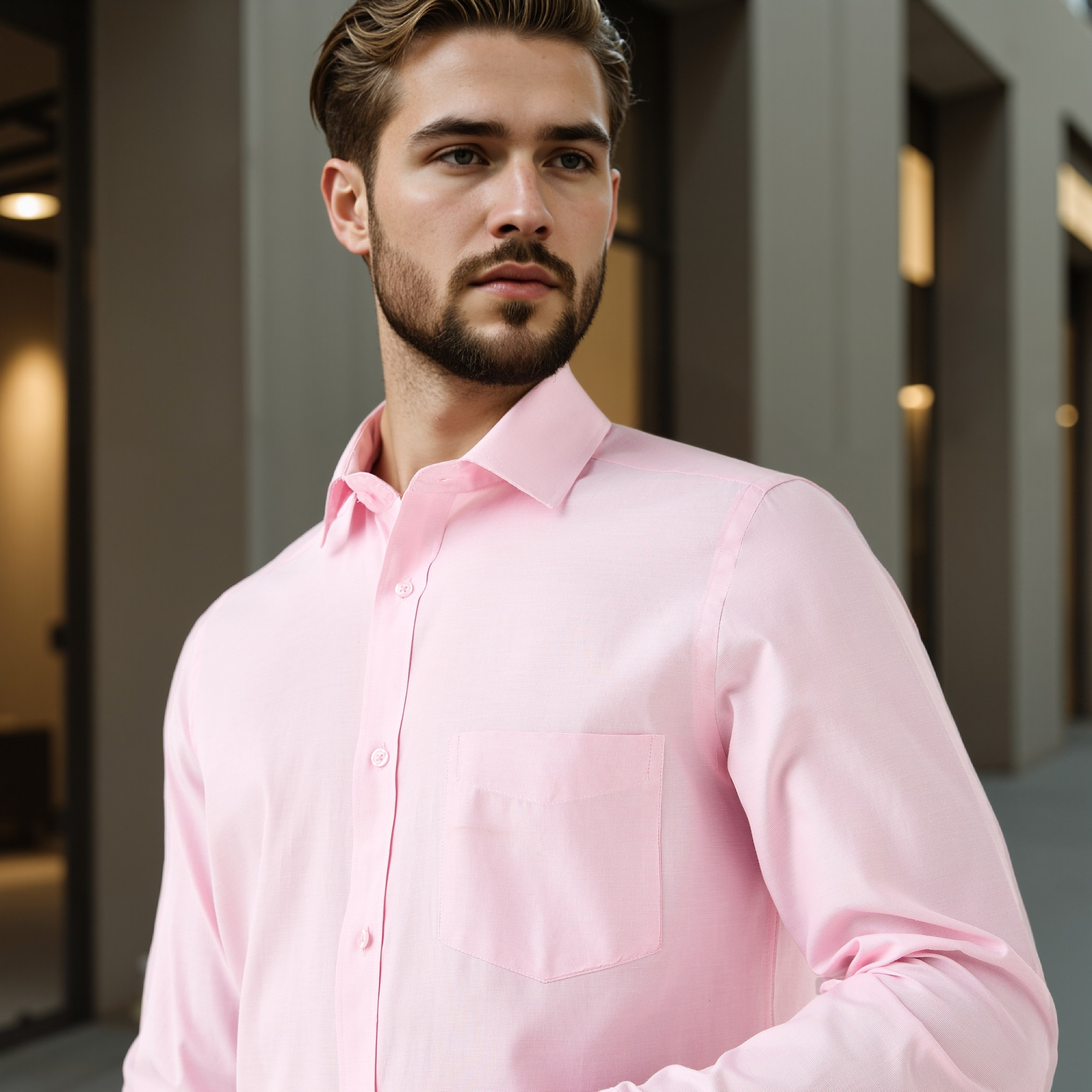 قميص كاروهات بقصة عادية وياقة وجيب على الصدر-men-clothing-shirts-image-4