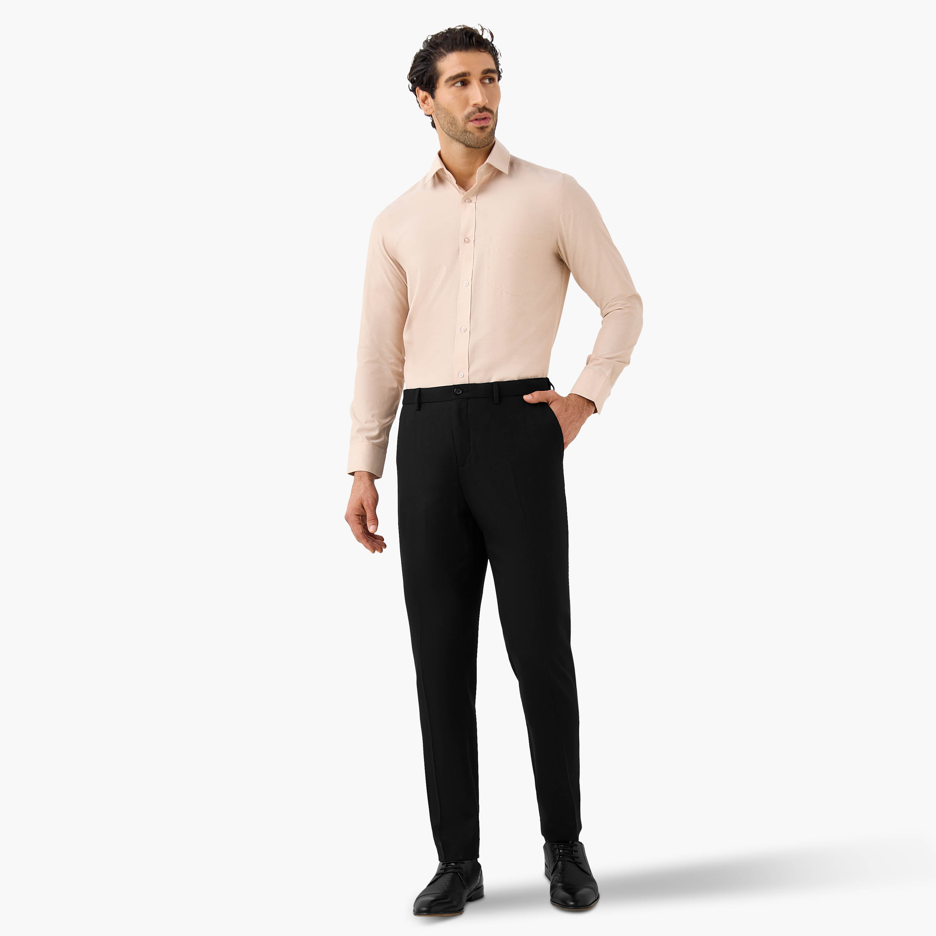 Regular Fit Striped Collared Shirt with Chest Pocket-men-clothing-shirts-image-2