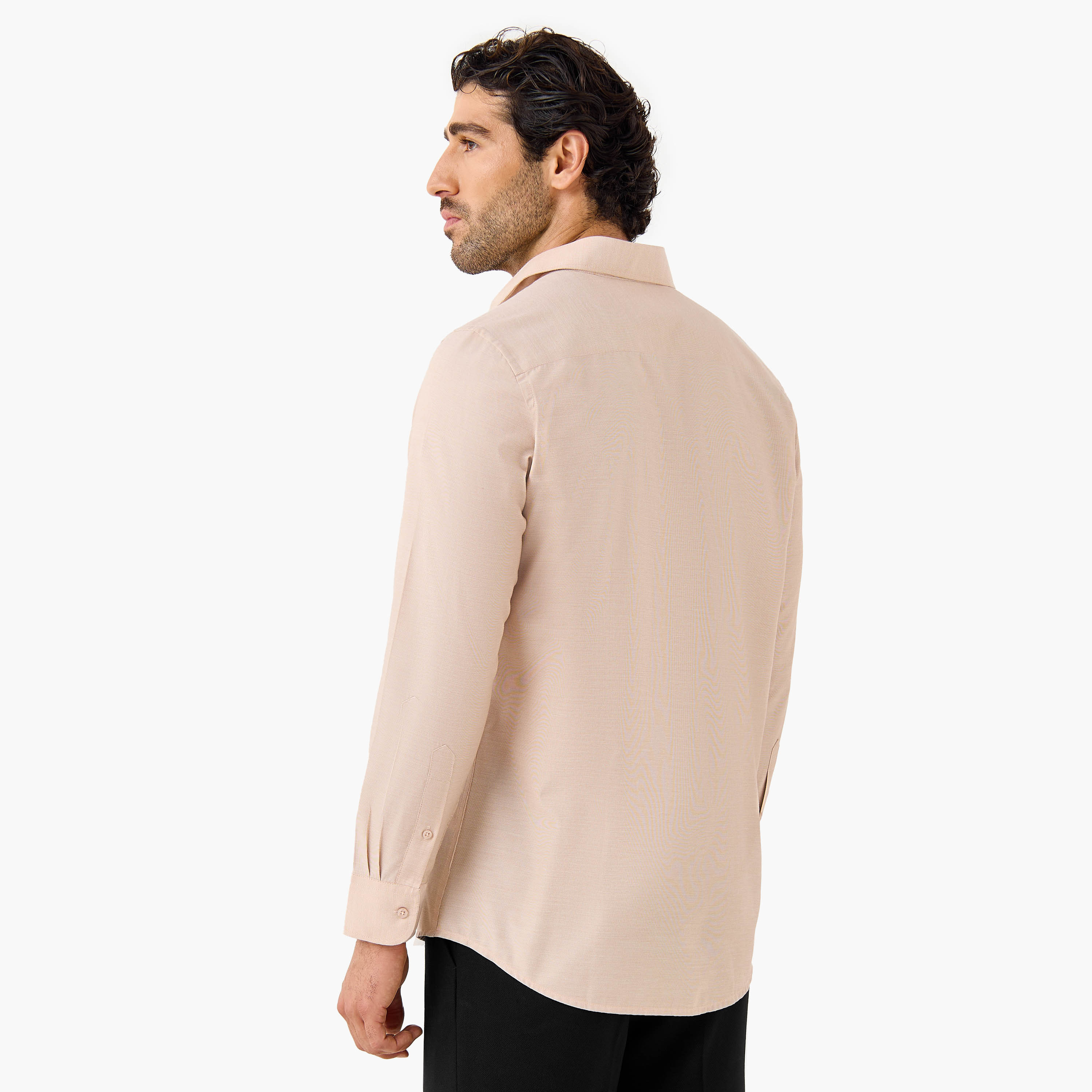 Regular Fit Striped Collared Shirt with Chest Pocket-men-clothing-shirts-image-3