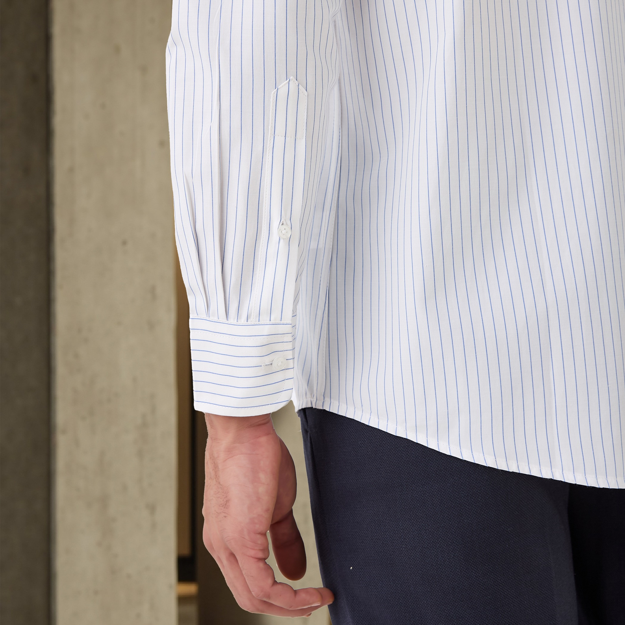 Regular Fit Striped Collared Shirt with Chest Pocket-men-clothing-shirts-image-5
