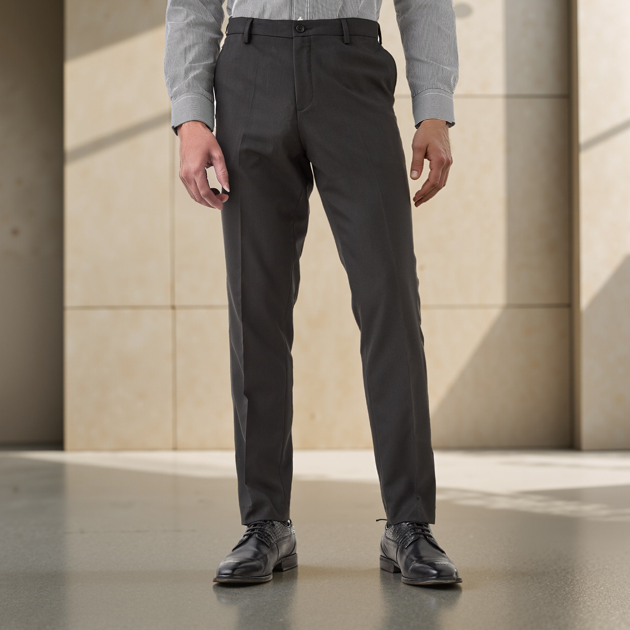 Textured Formal Trousers with Pockets-men-clothing-bottoms-trousersandchinos-trousers-image-1