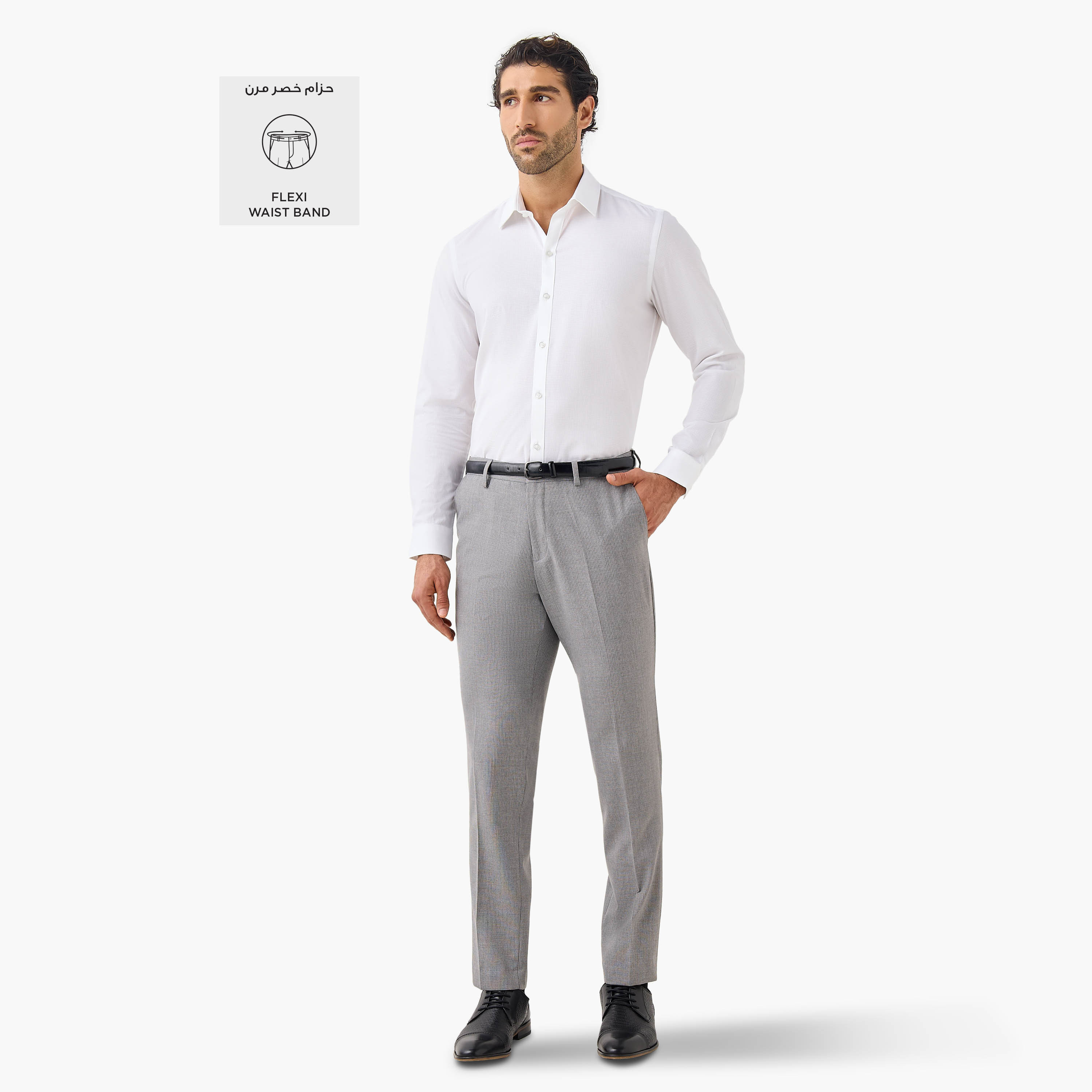 Textured Flexi Waist Slim Fit Trousers-men-clothing-bottoms-trousersandchinos-trousers-image-2