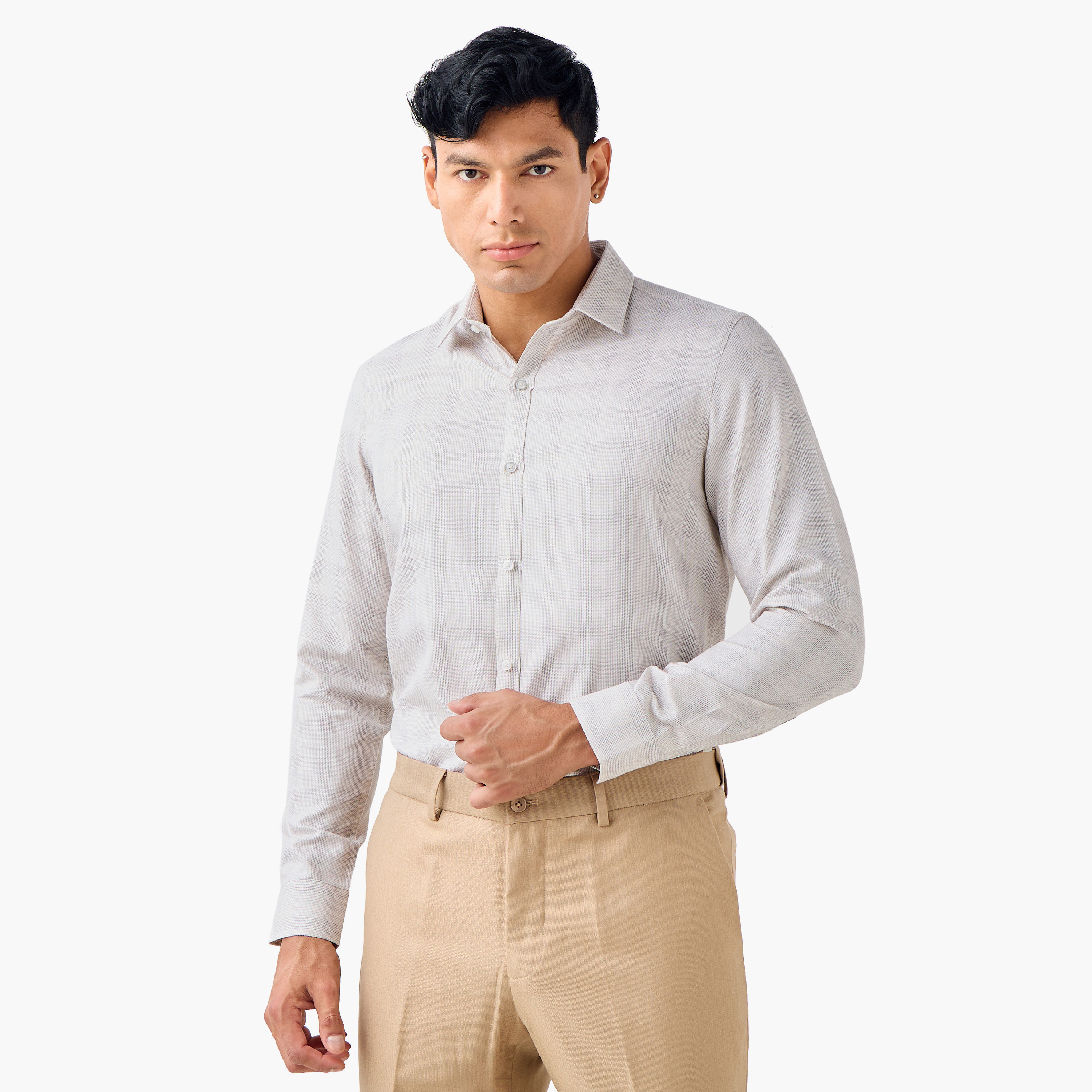 قميص كاروهات بقصة عادية وياقة عادية-men-clothing-shirts-image-1