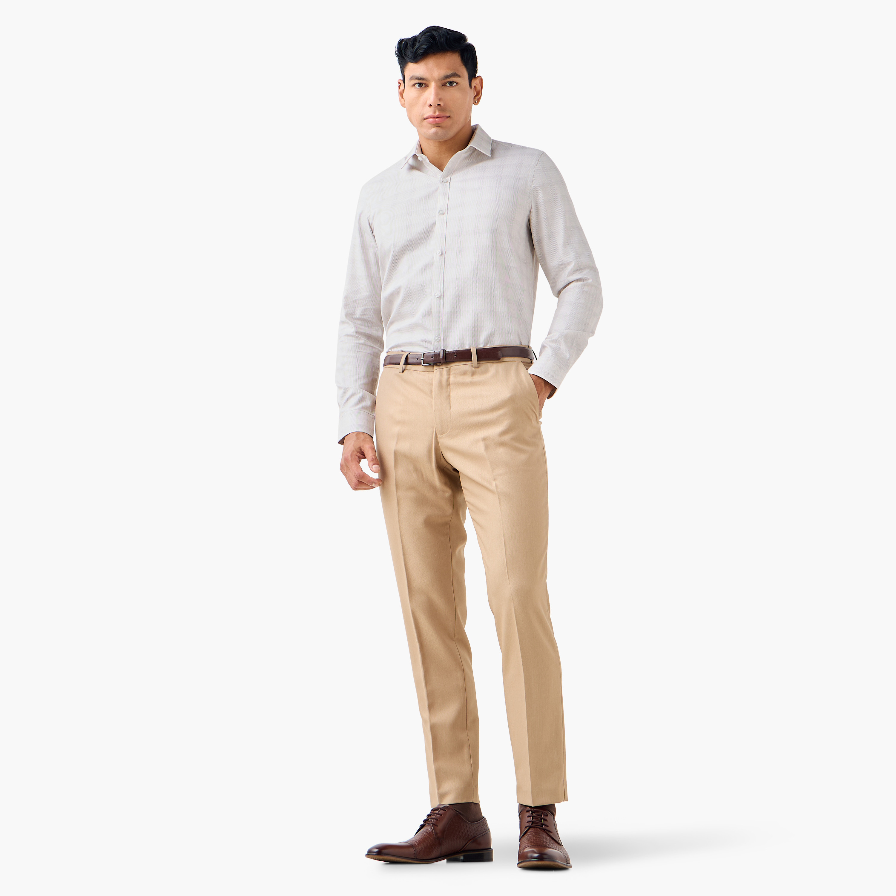 قميص كاروهات بقصة عادية وياقة عادية-men-clothing-shirts-image-2