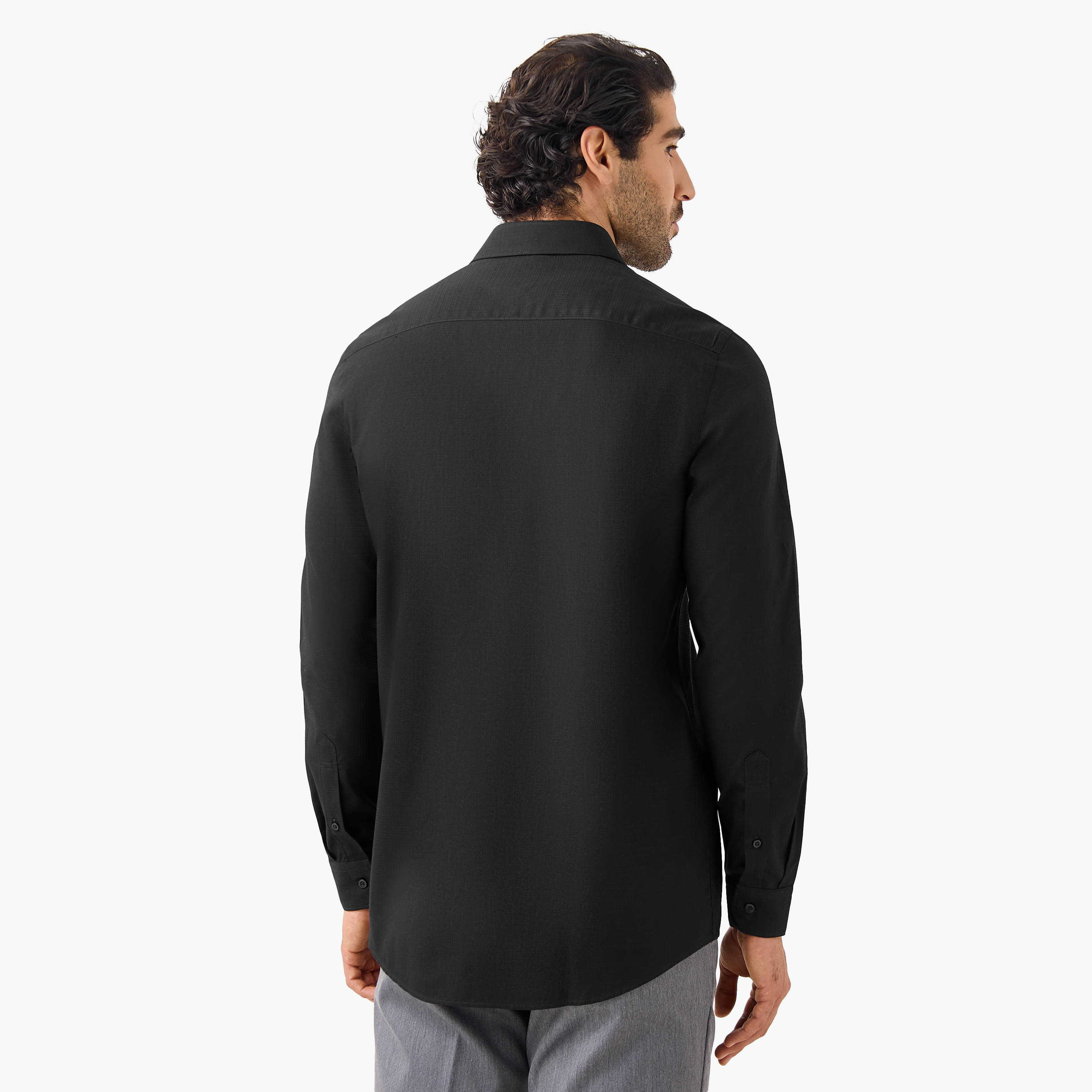 Regular Fit Textured Shirt with Long Sleeves-men-clothing-shirts-image-3