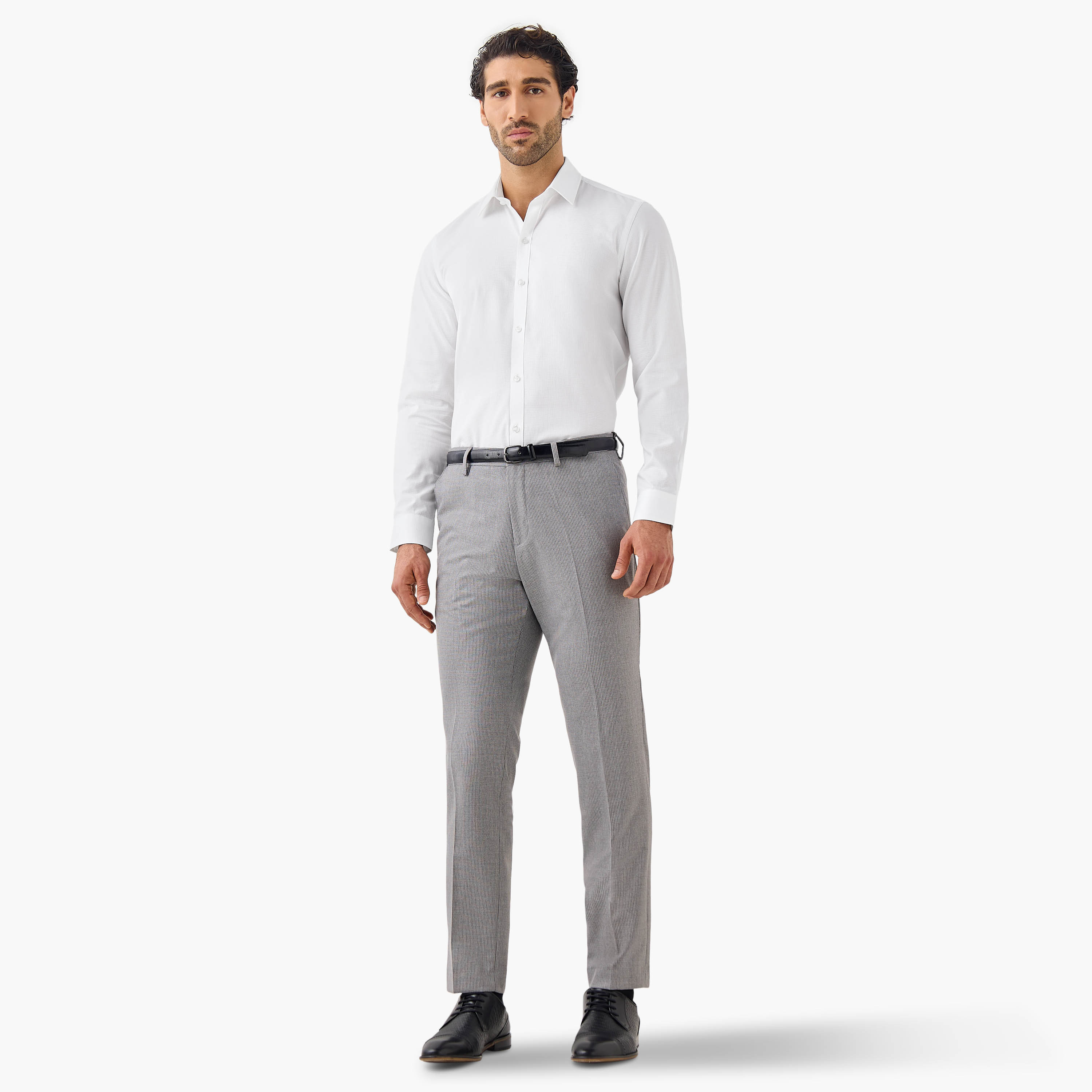 Regular Fit Textured Shirt with Long Sleeves-men-clothing-shirts-image-2