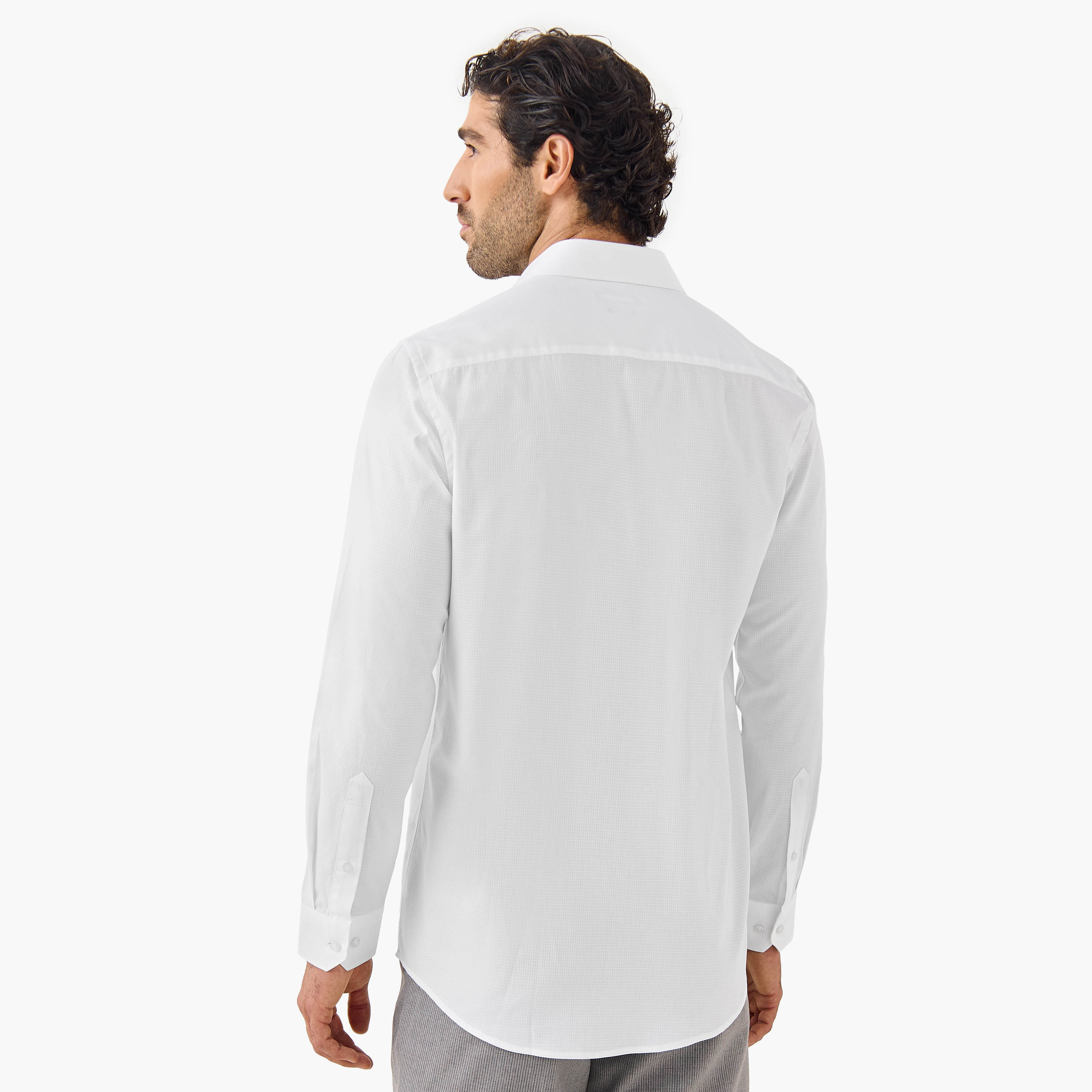 Regular Fit Textured Shirt with Long Sleeves-men-clothing-shirts-image-3