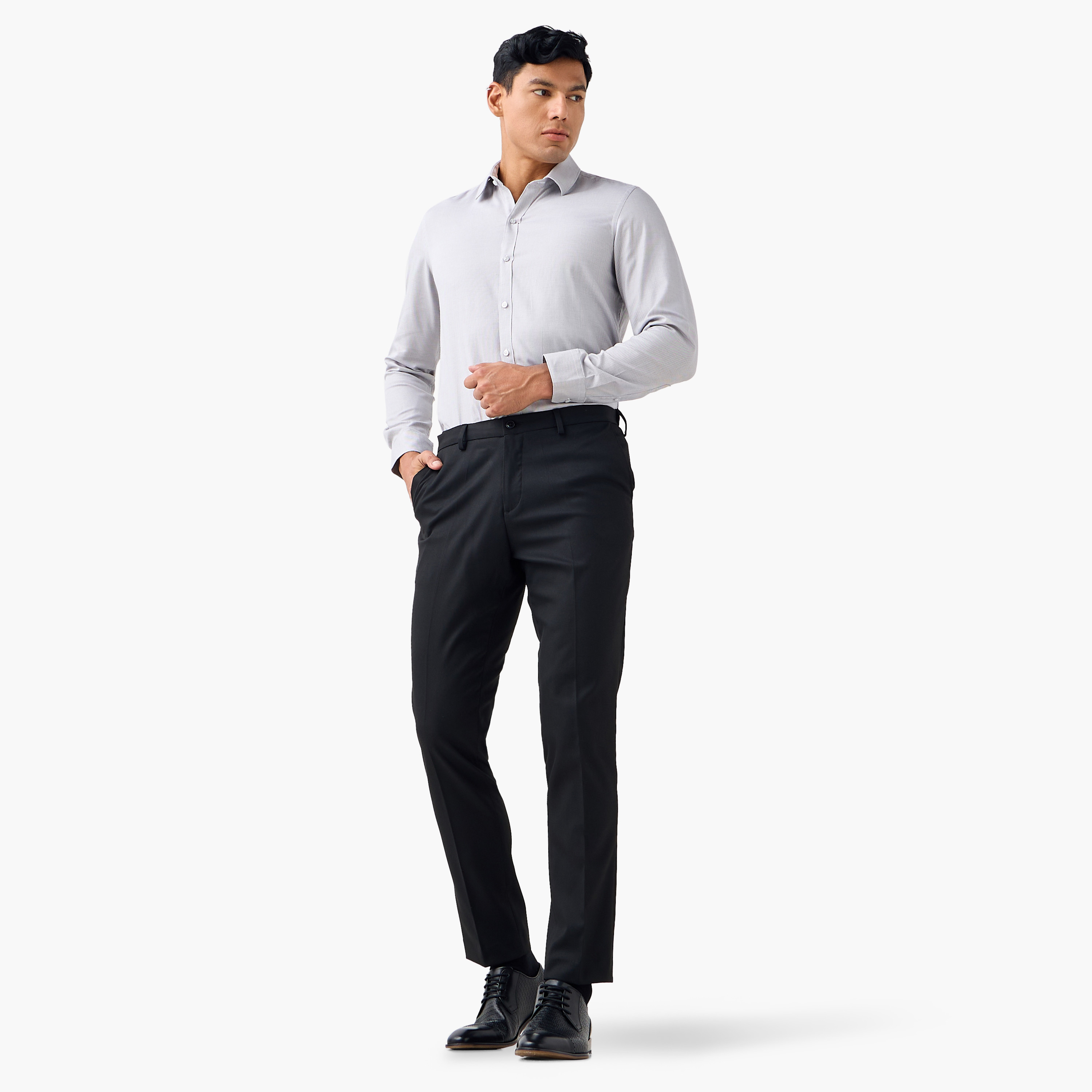 قميص بارز الملمس بقصّة عادية وياقة عادية-men-clothing-shirts-image-2