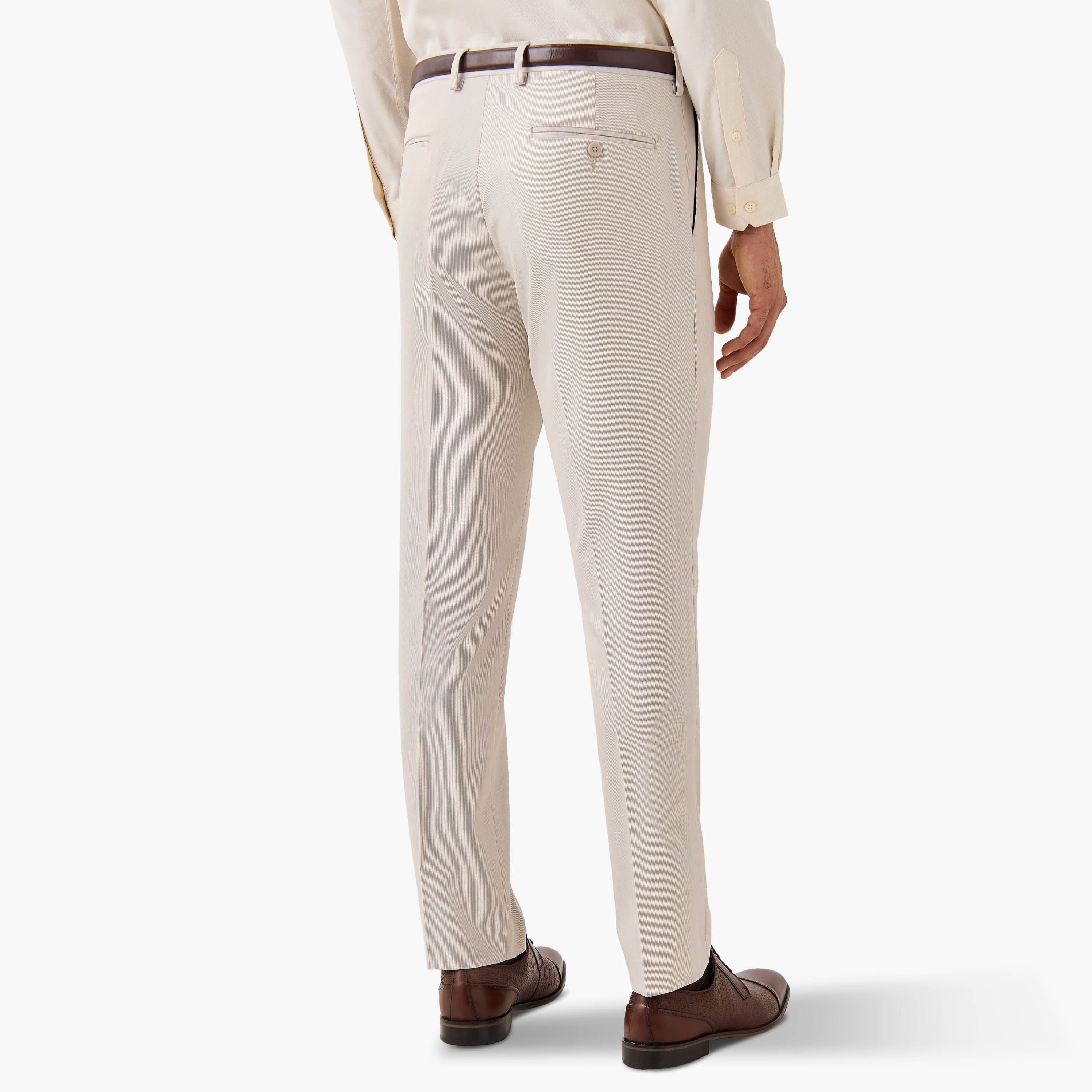 Slim Fit Belted Flexi Waist Formal Trousers with Pockets-men-clothing-bottoms-trousersandchinos-trousers-image-3