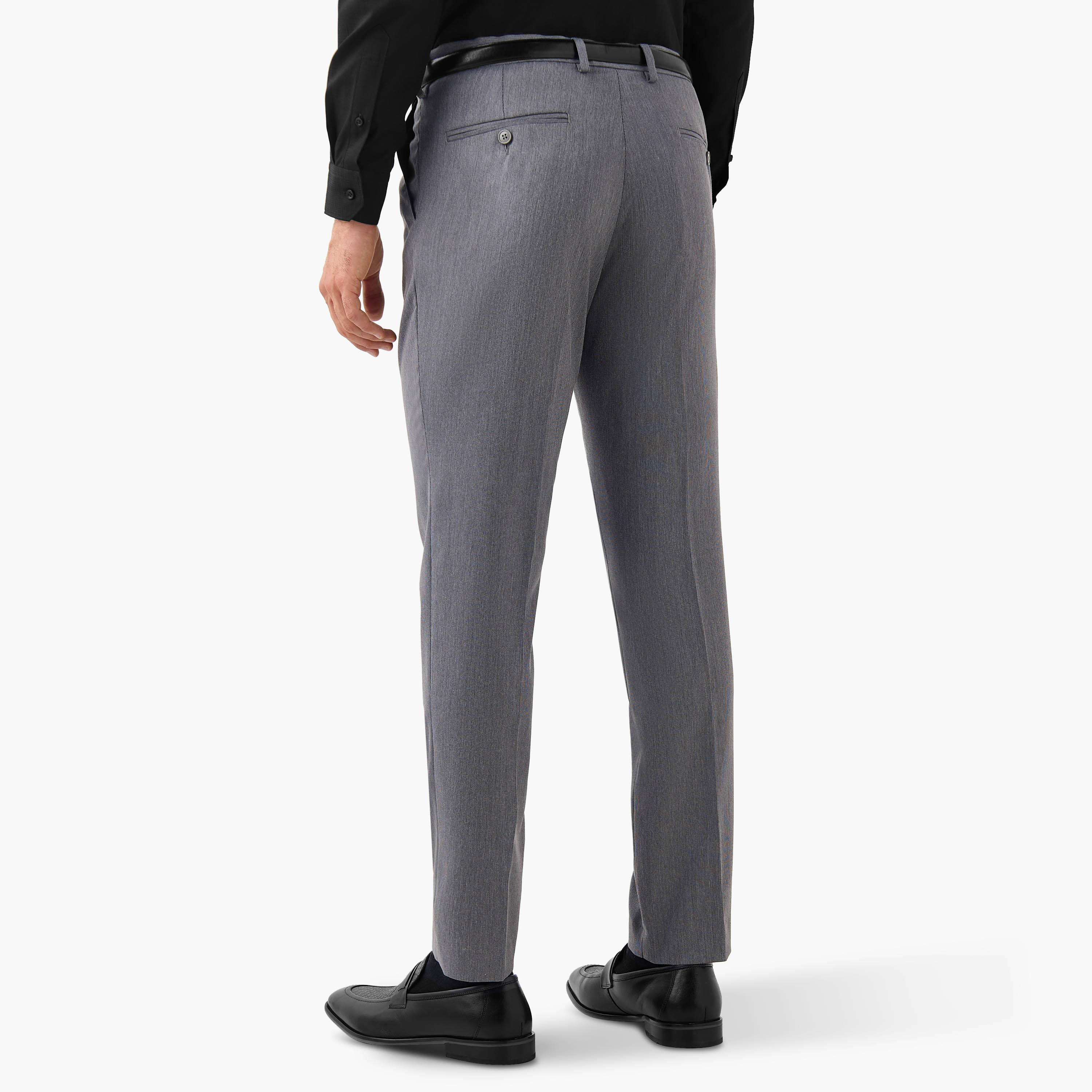 Slim Fit Belted Flexi Waist Formal Trousers with Pockets-men-clothing-bottoms-trousersandchinos-trousers-image-3
