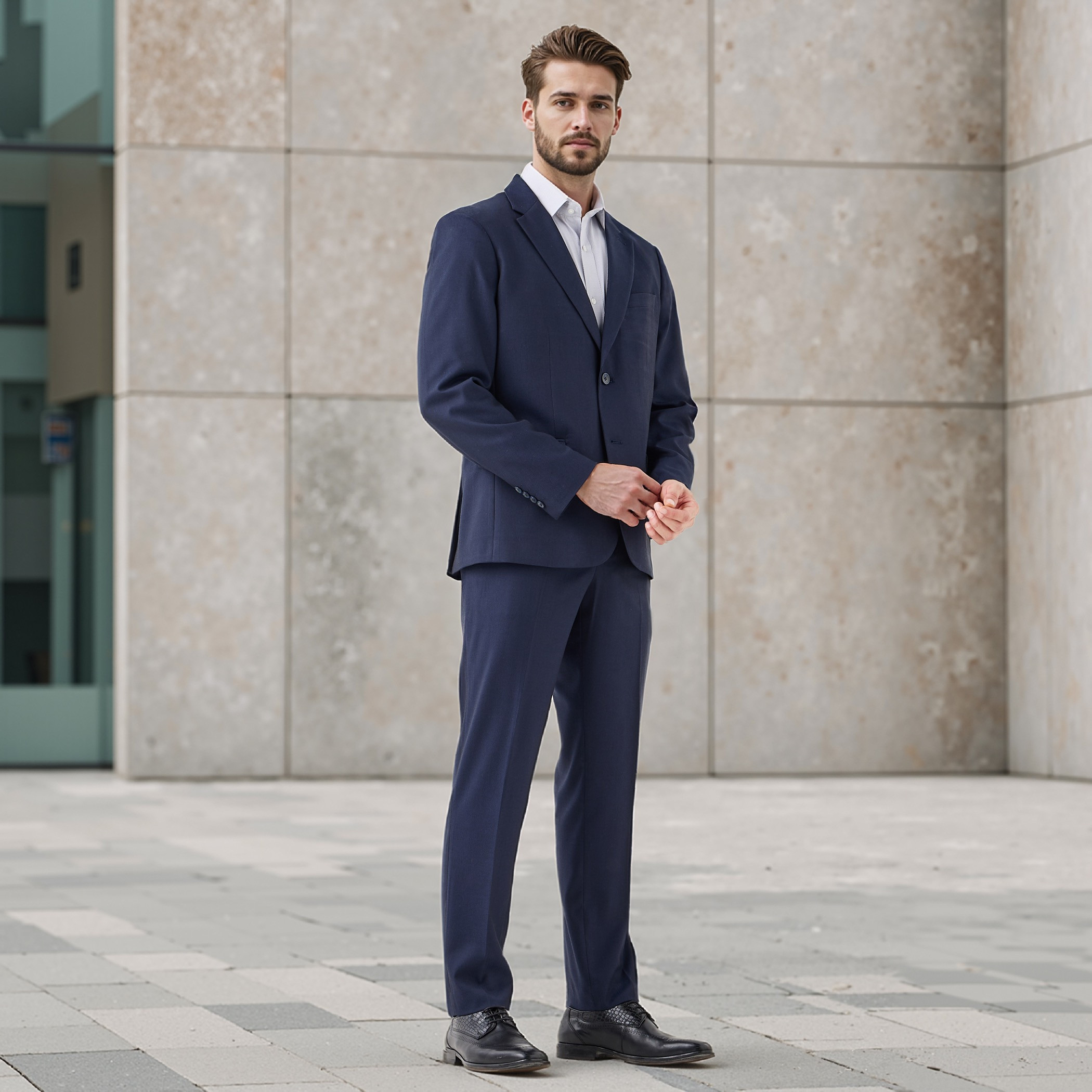 Textured Notch Lapel Blazer with Pockets-men-winterwear-jacketsandblazers-image-2