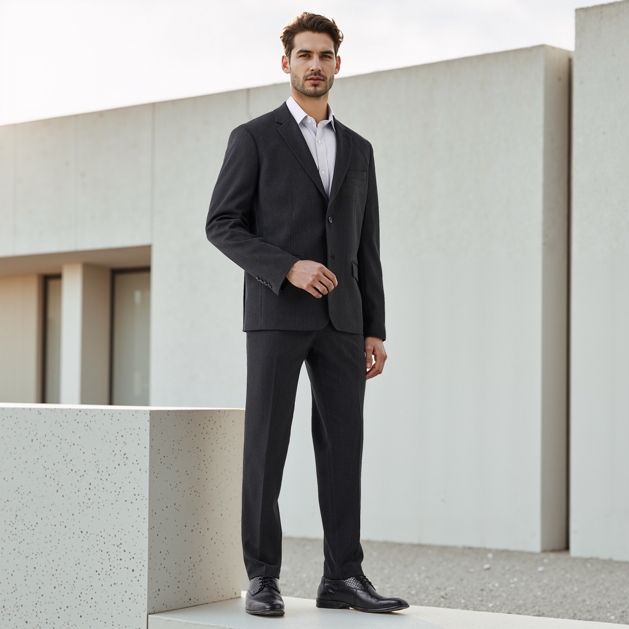 Textured Notch Lapel Blazer with Pockets-men-winterwear-jacketsandblazers-image-2
