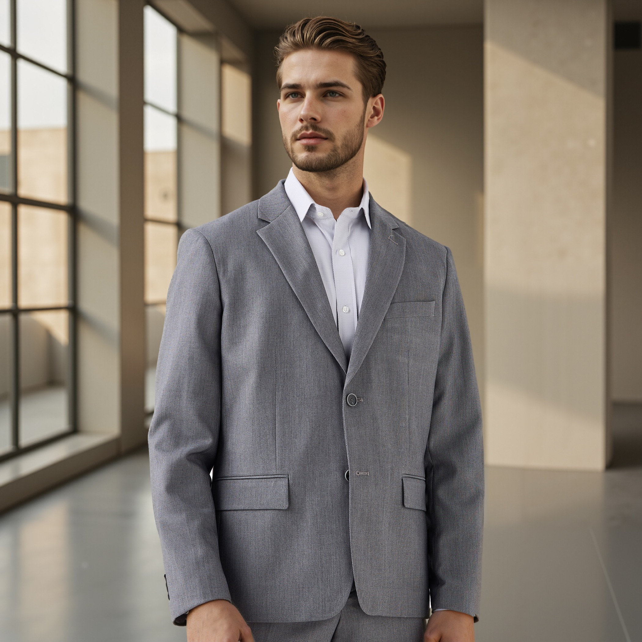 Textured Notch Lapel Blazer with Pockets-men-winterwear-jacketsandblazers-image-1