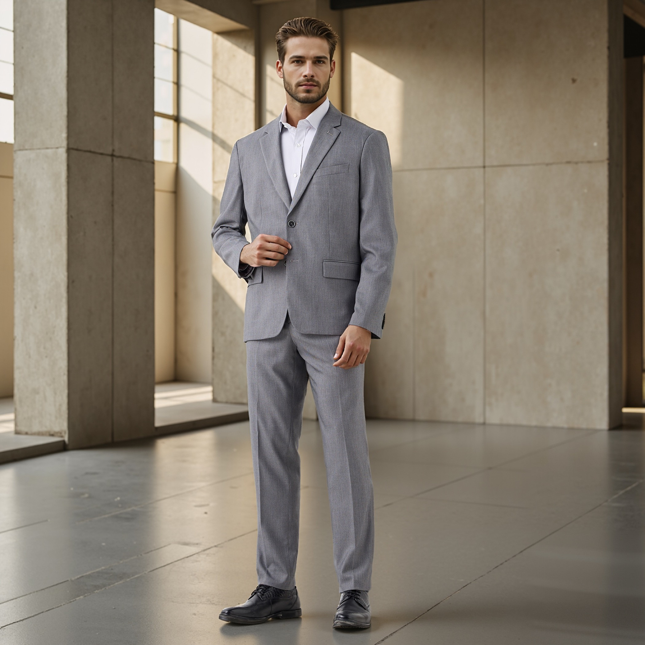 Textured Notch Lapel Blazer with Pockets-men-winterwear-jacketsandblazers-image-2
