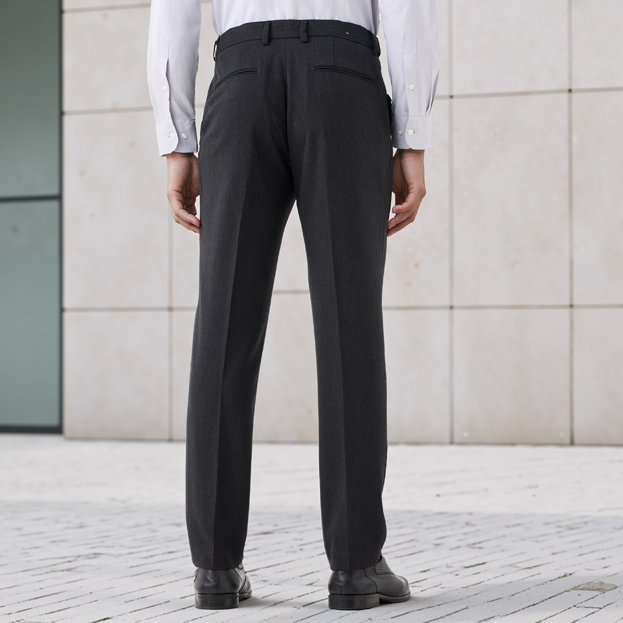 Slim Fit Flexi Waist Formal Trousers with Pockets-men-clothing-bottoms-trousersandchinos-trousers-image-3