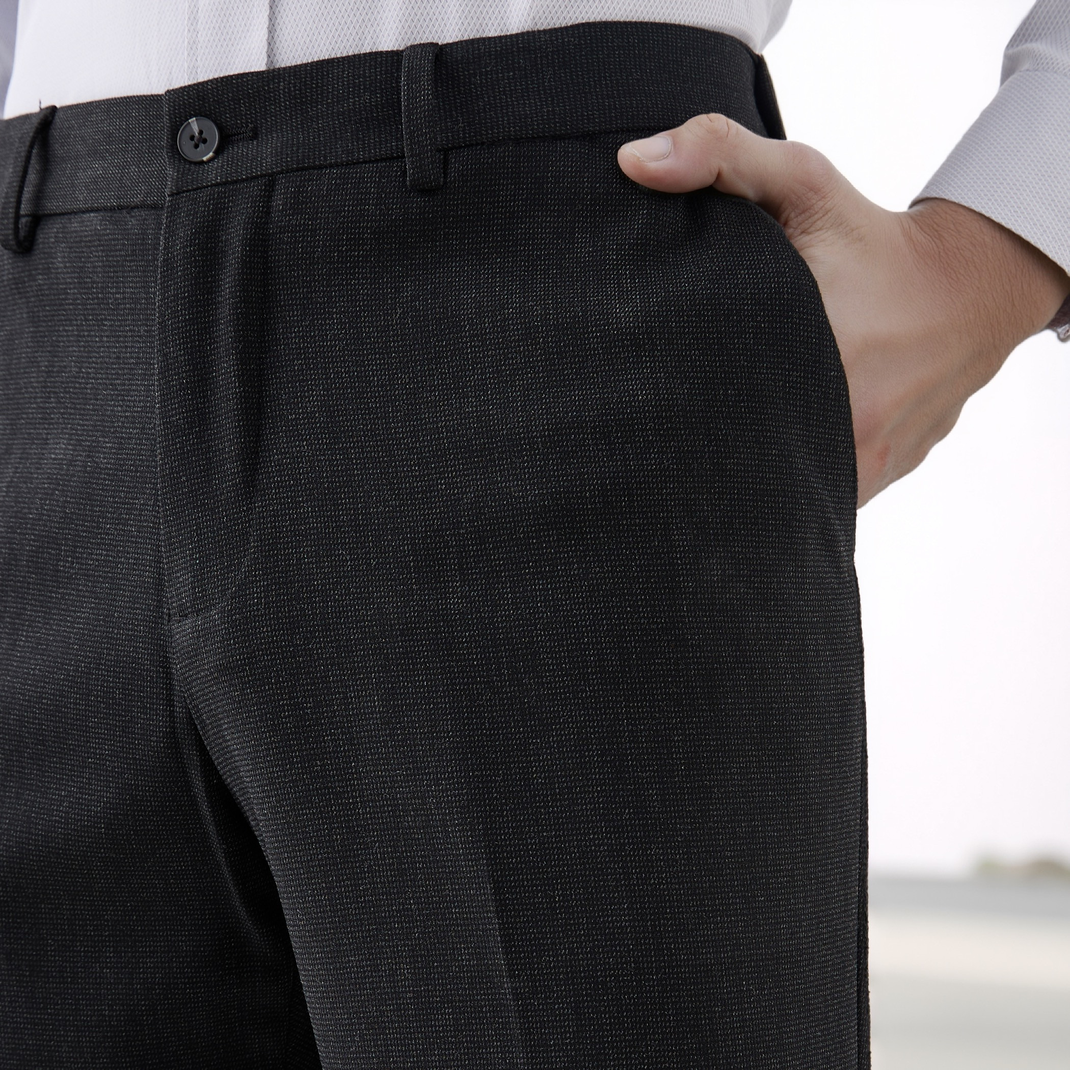 Slim Fit Flexi Waist Formal Trousers with Pockets-men-clothing-bottoms-trousersandchinos-trousers-image-4