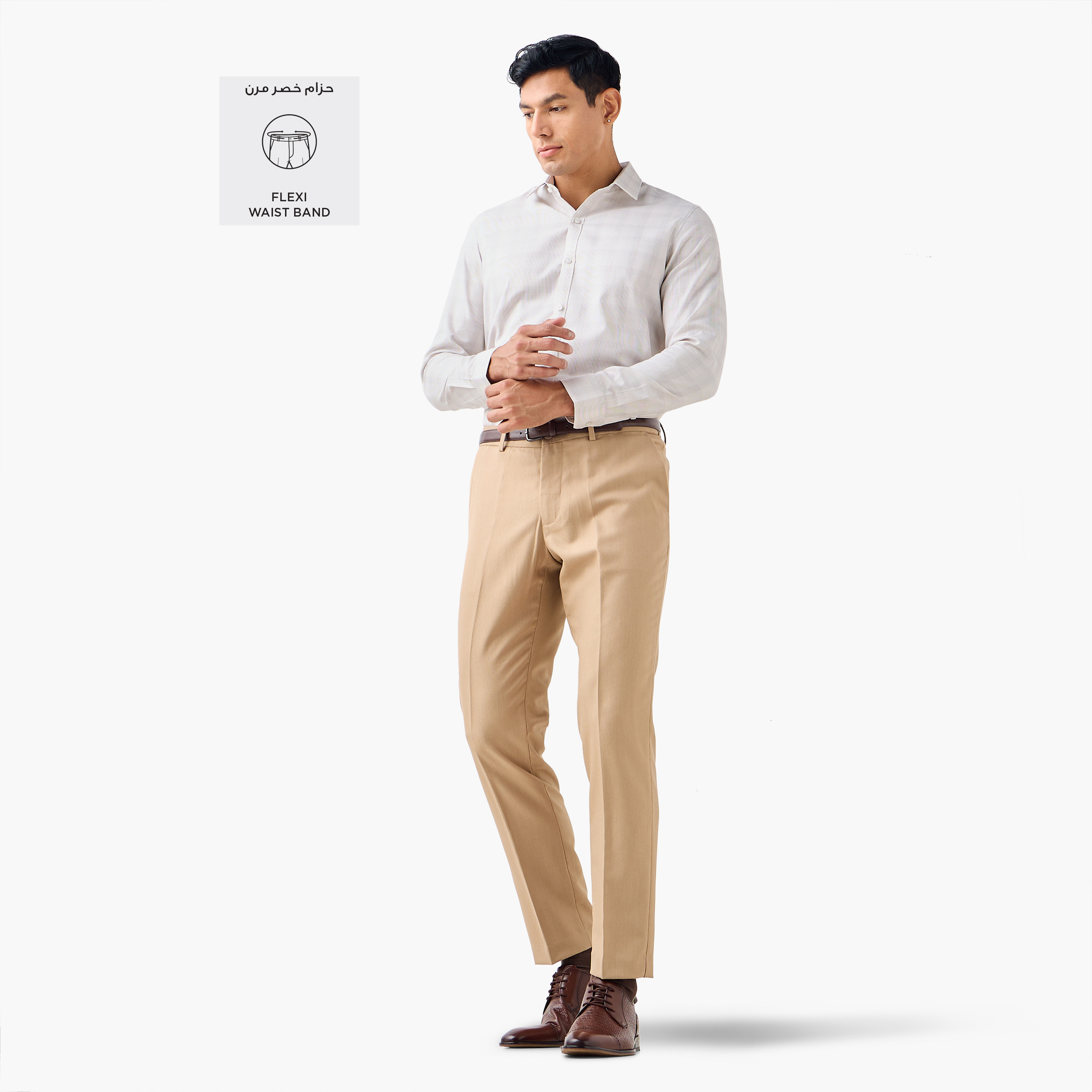 Slim Fit Flexi Waist Formal Trousers with Pockets-men-clothing-bottoms-trousersandchinos-trousers-image-2