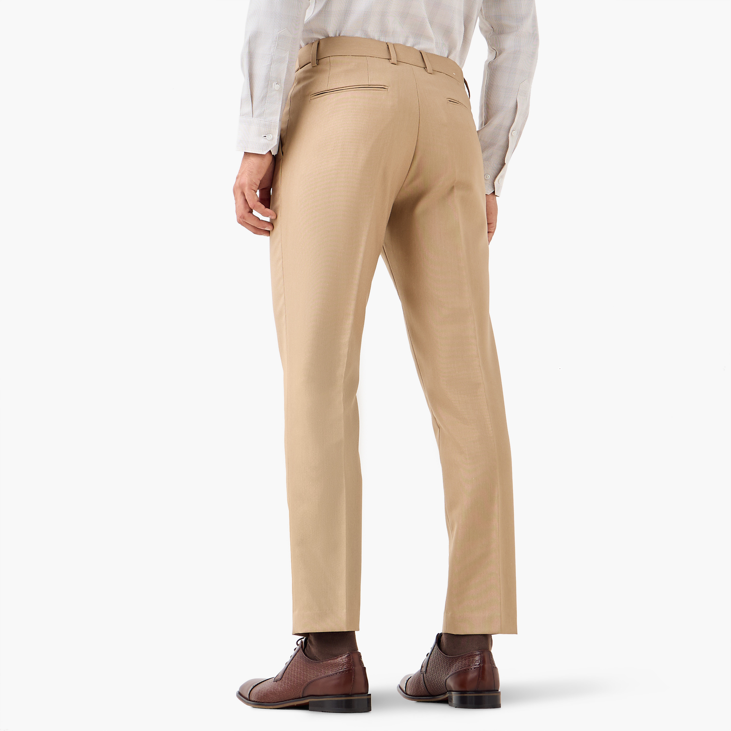 Slim Fit Flexi Waist Formal Trousers with Pockets-men-clothing-bottoms-trousersandchinos-trousers-image-3