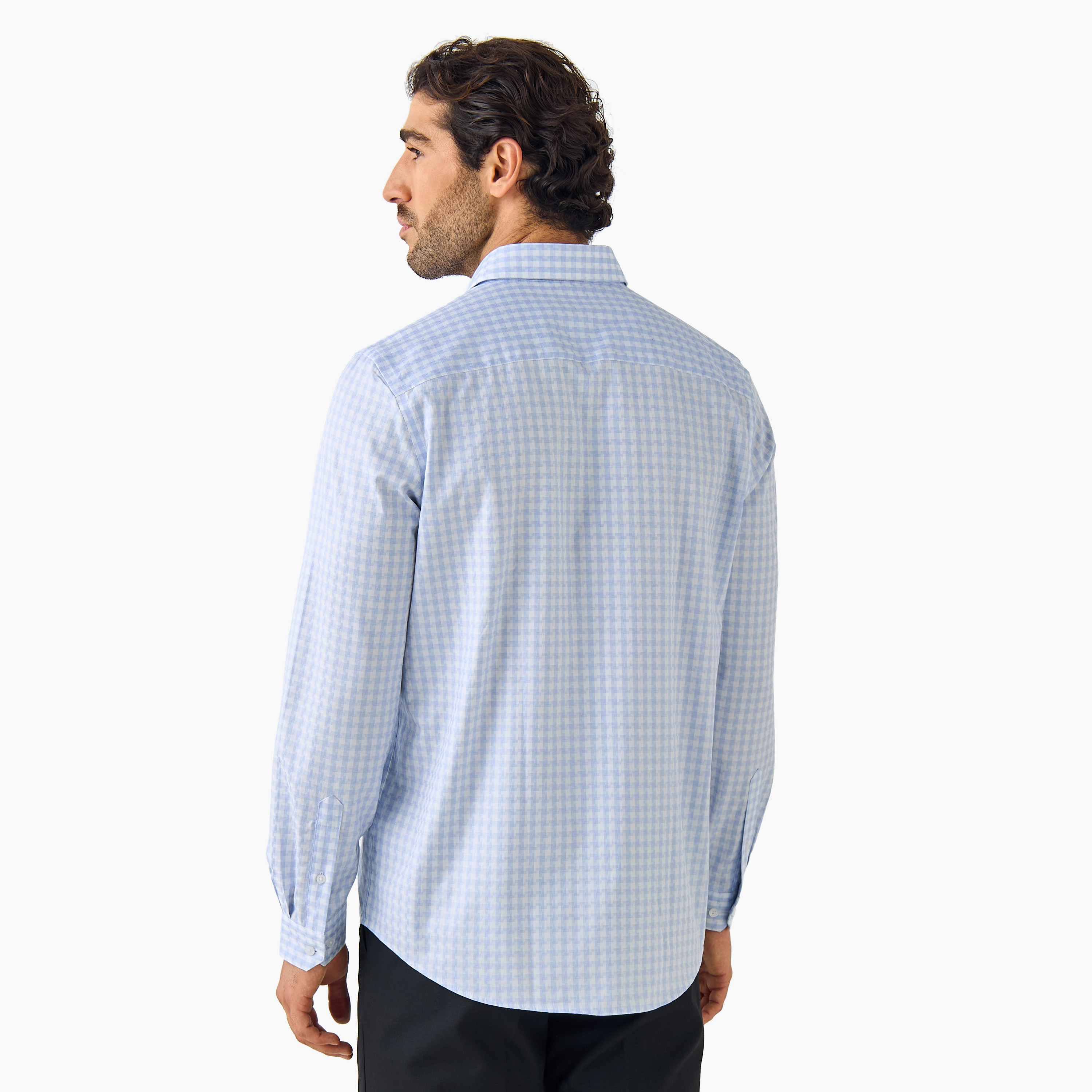 قميص دوبي كاروهات بياقة وقصة عادية-men-clothing-shirts-image-3