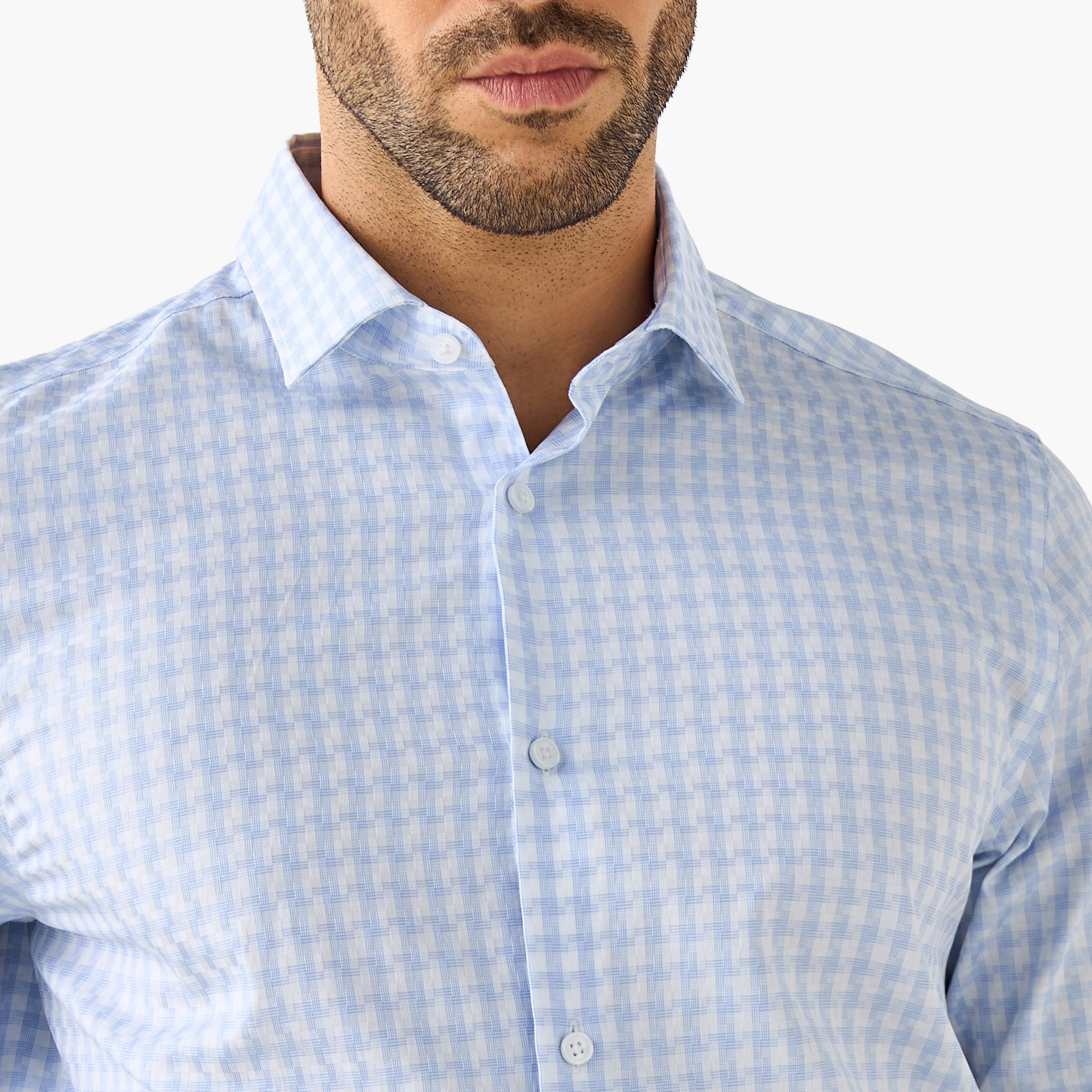 قميص دوبي كاروهات بياقة وقصة عادية-men-clothing-shirts-image-5