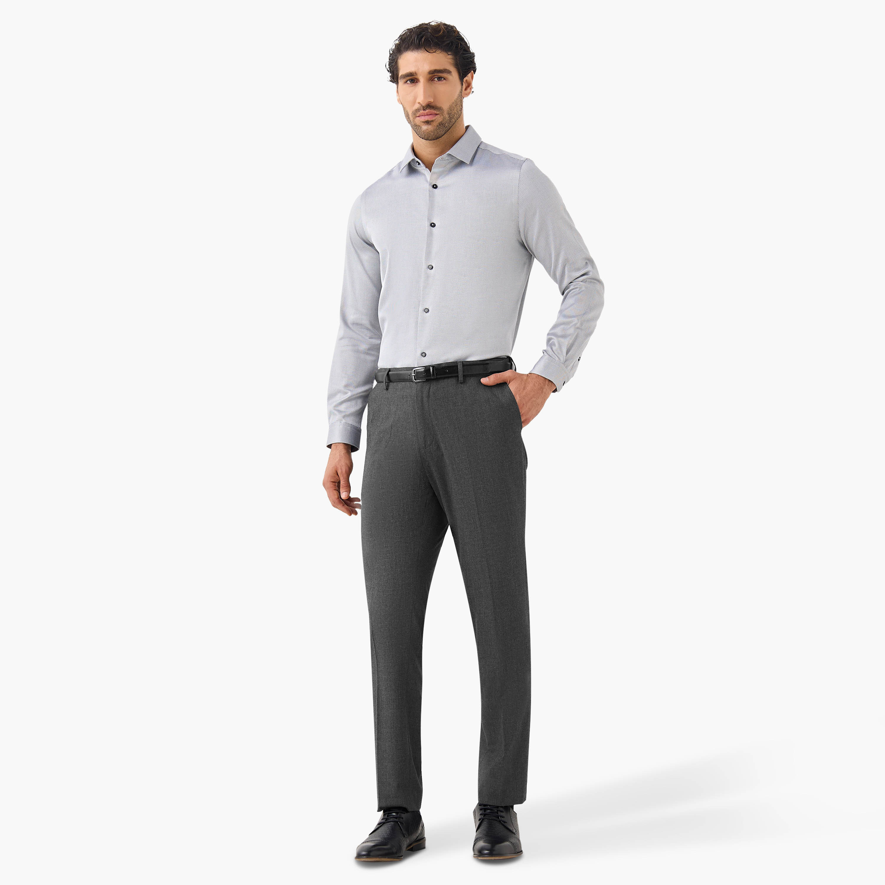 Regular Fit Textured Shirt with Long Sleeves-men-clothing-shirts-image-2