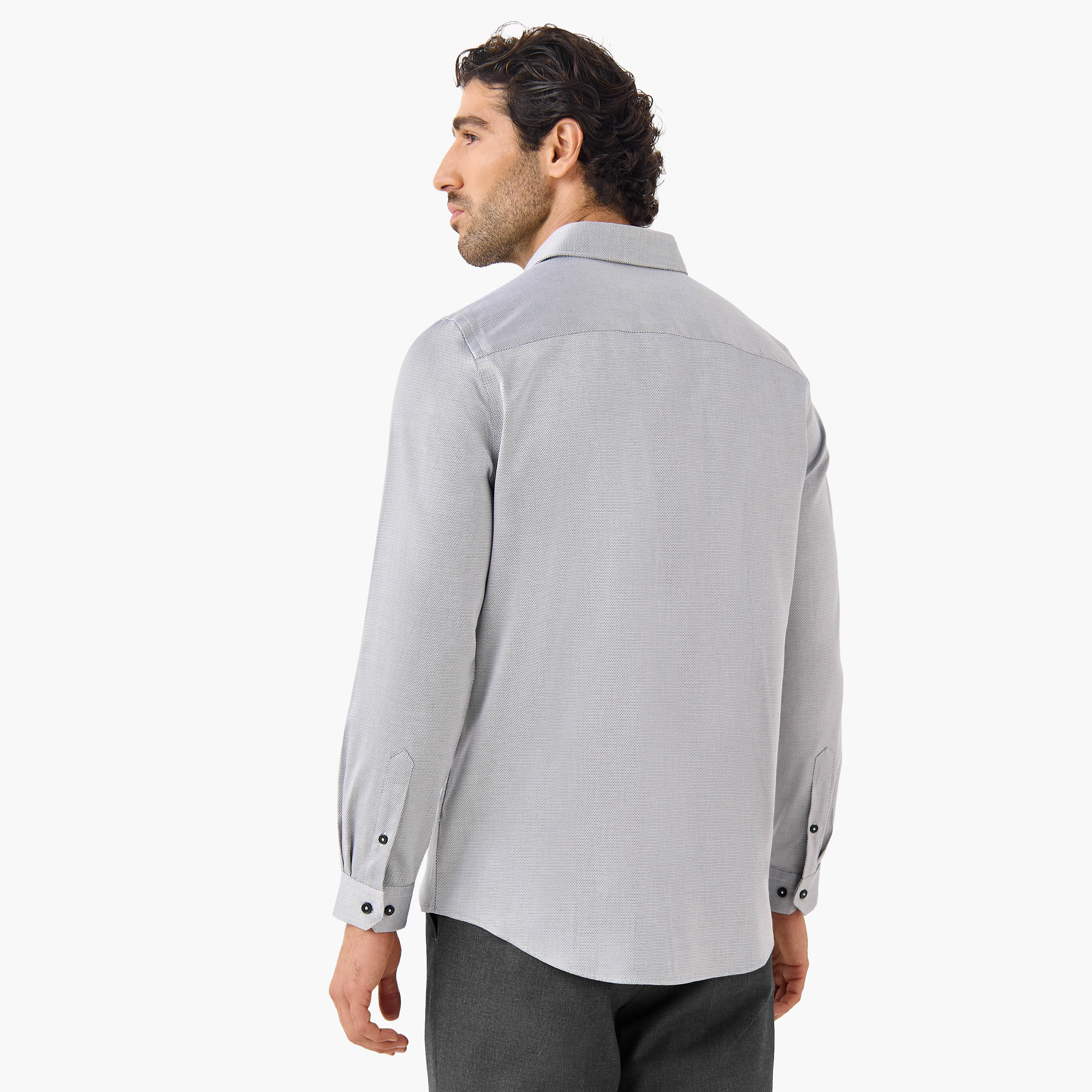 Regular Fit Textured Shirt with Long Sleeves-men-clothing-shirts-image-3