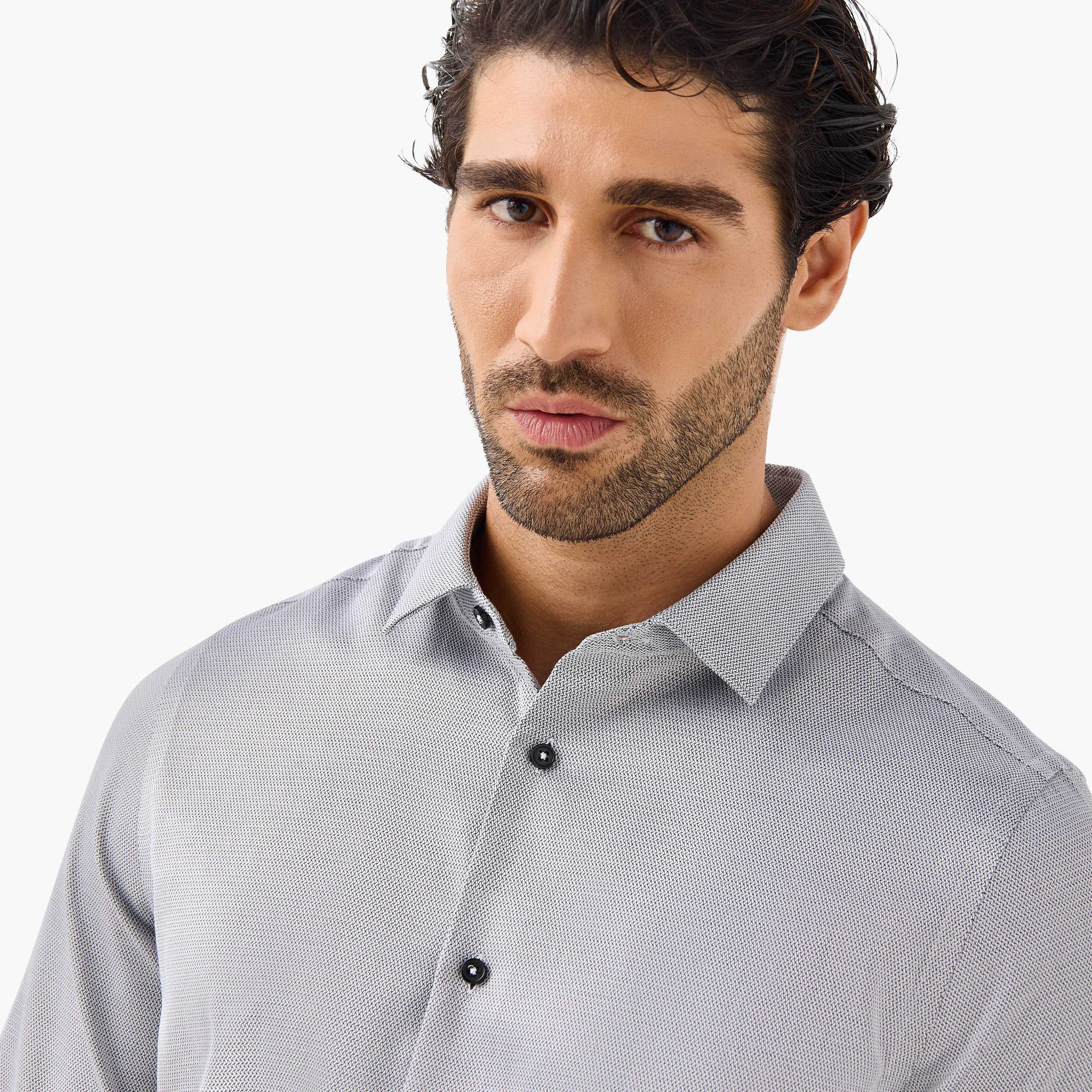 Regular Fit Textured Shirt with Long Sleeves-men-clothing-shirts-image-4