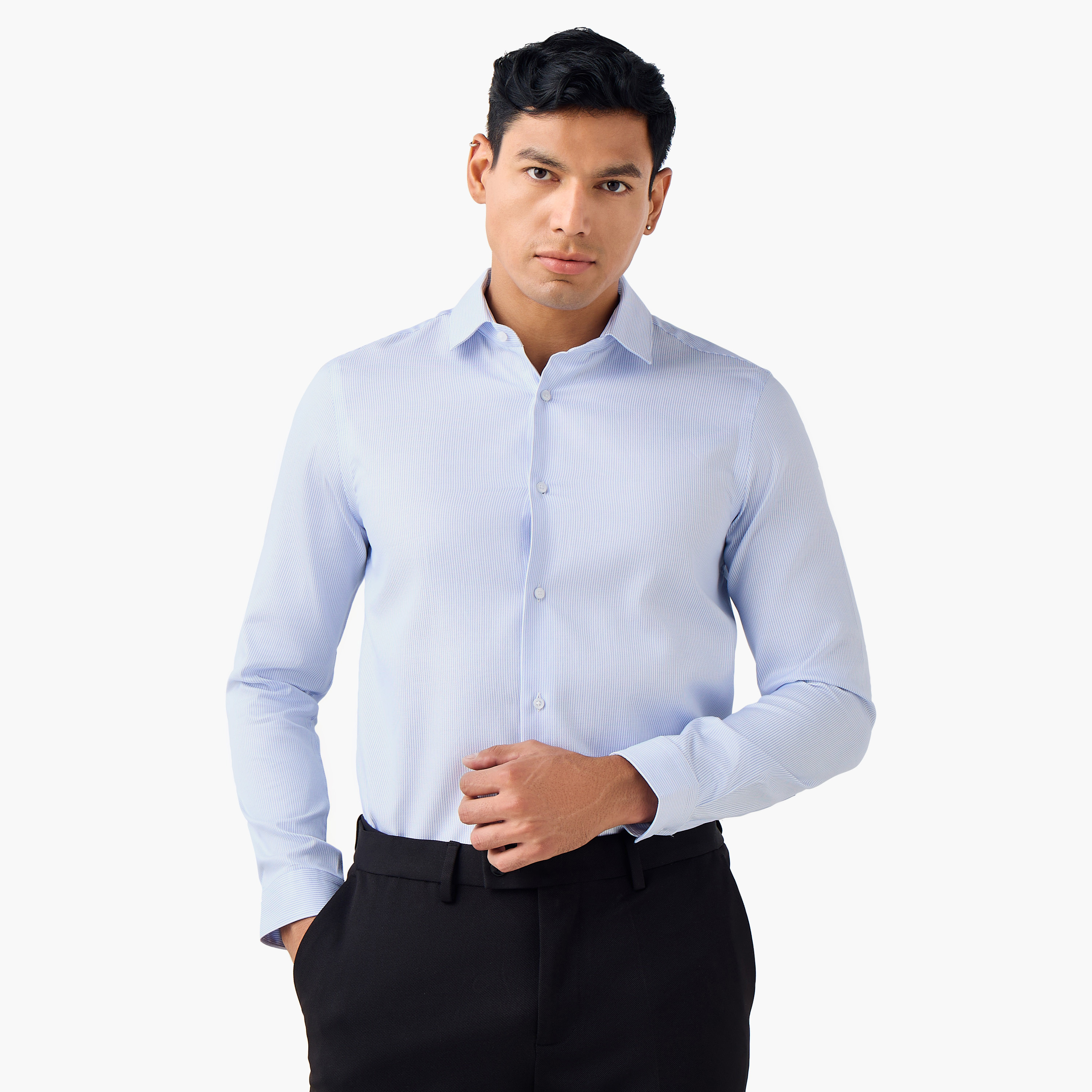 Slim Fit Striped Collared Shirt-men-clothing-shirts-image-1