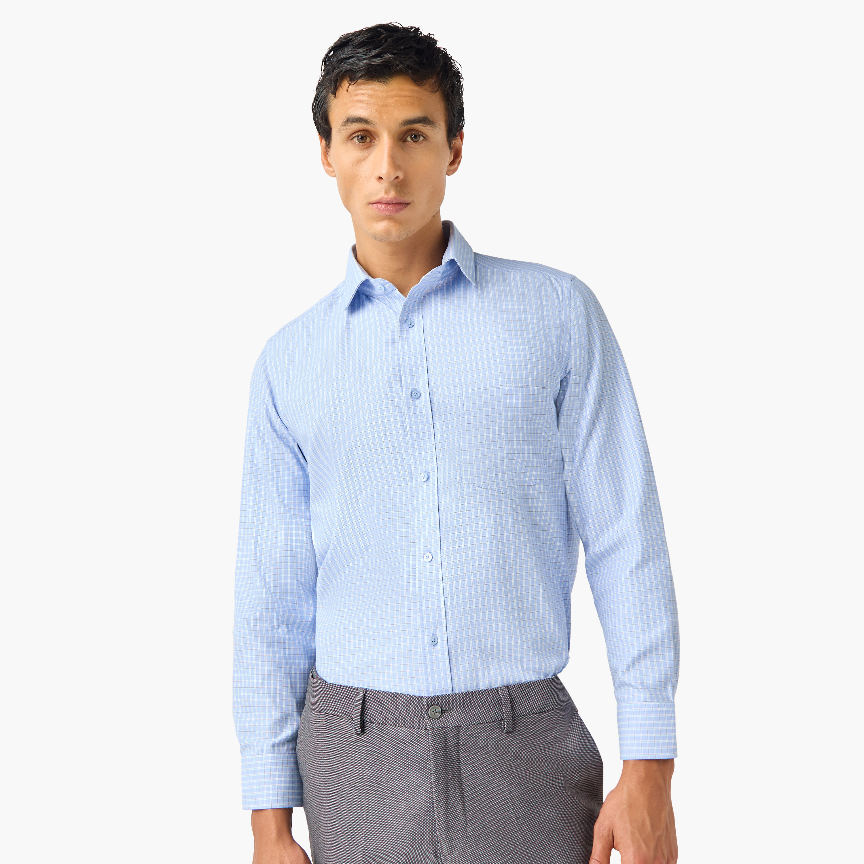 Regular Fit Checked Collared Shirt-men-clothing-shirts-image-1