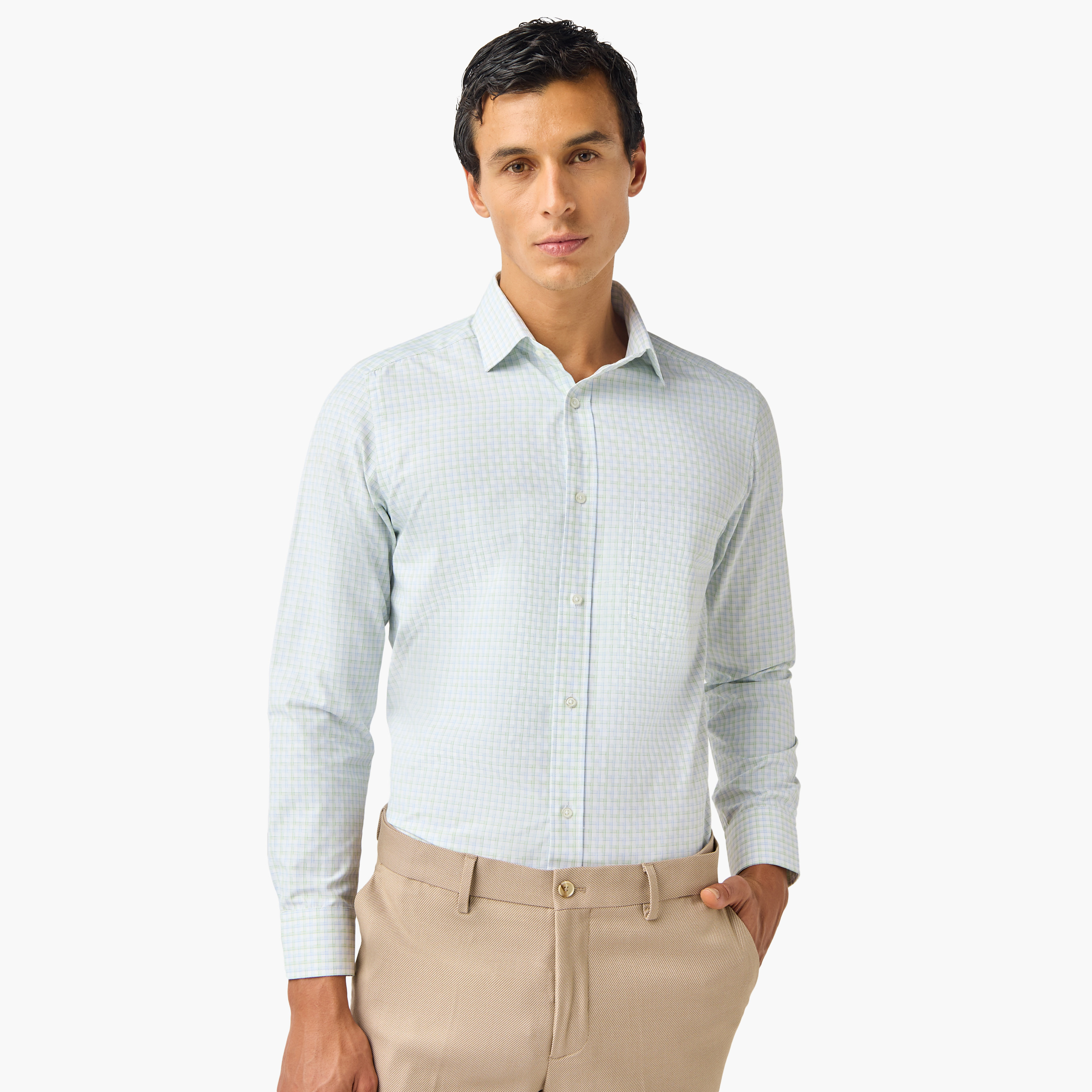 قميص كاروهات بياقة وقصّة عادية-men-clothing-shirts-image-1