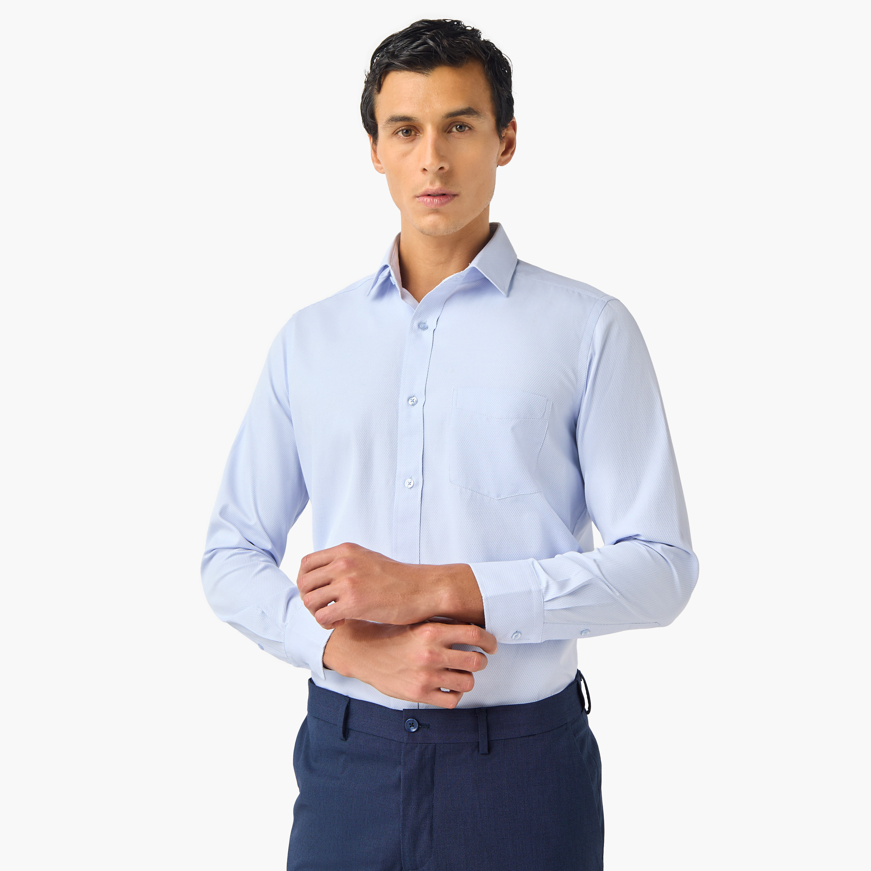 Regular Fit Collared Dobby Shirt-men-clothing-shirts-image-1