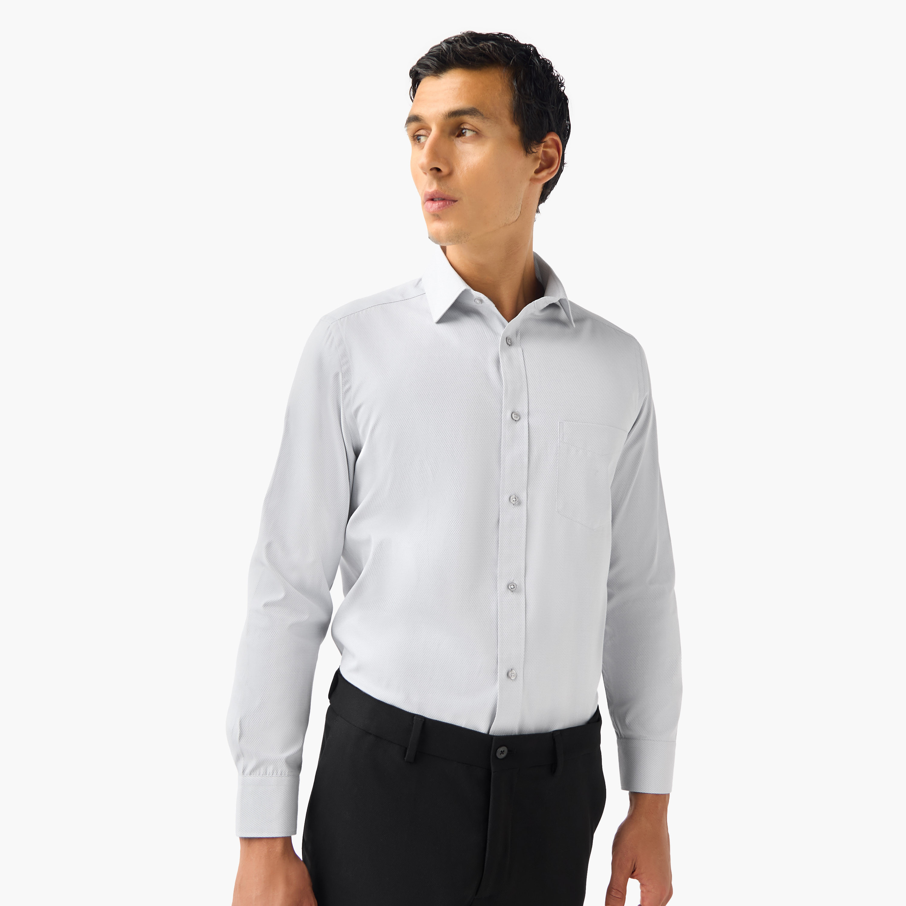 قميص دوبي بياقة وقصة عادية-men-clothing-shirts-image-1