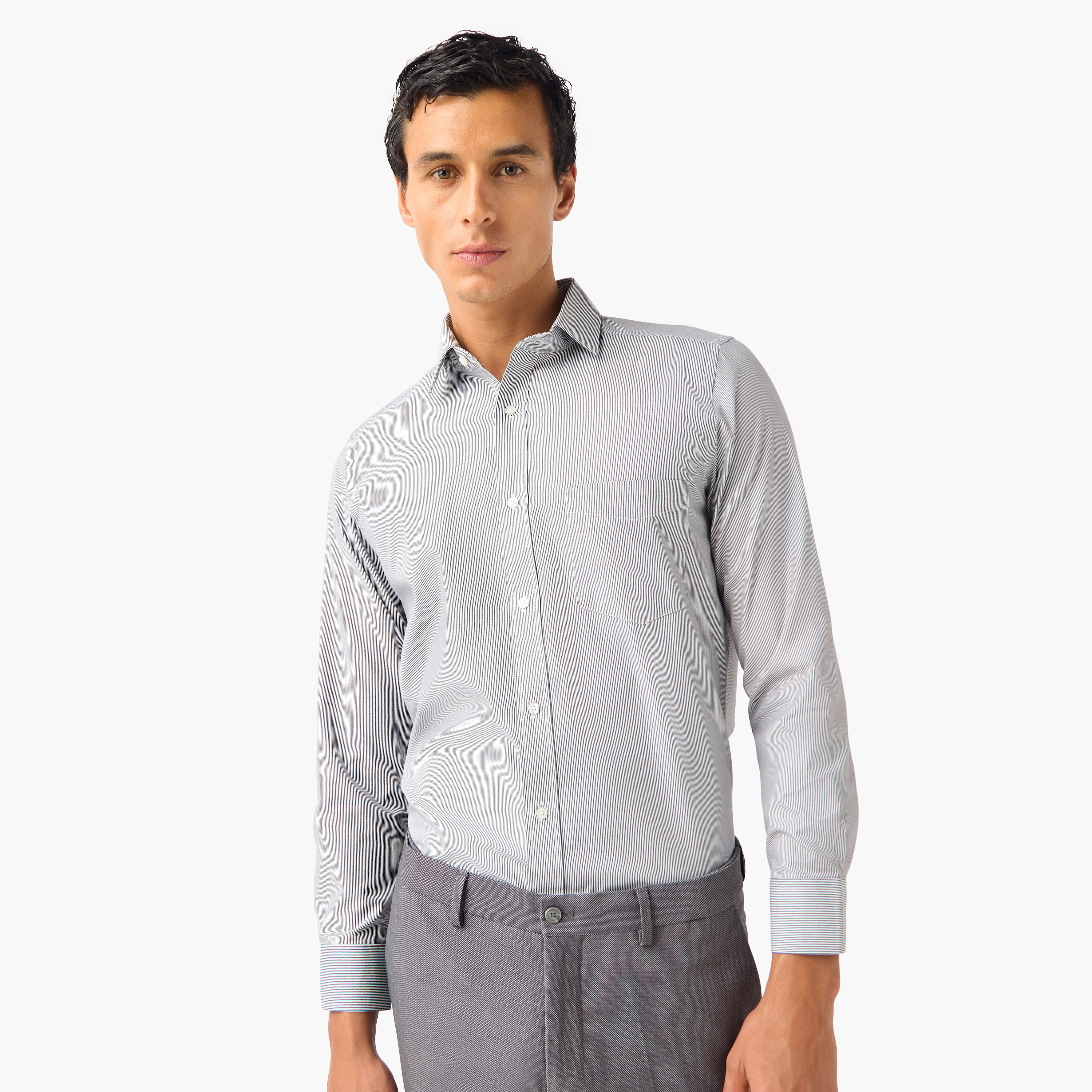 Regular Fit Striped Collared Shirt-men-clothing-shirts-image-1
