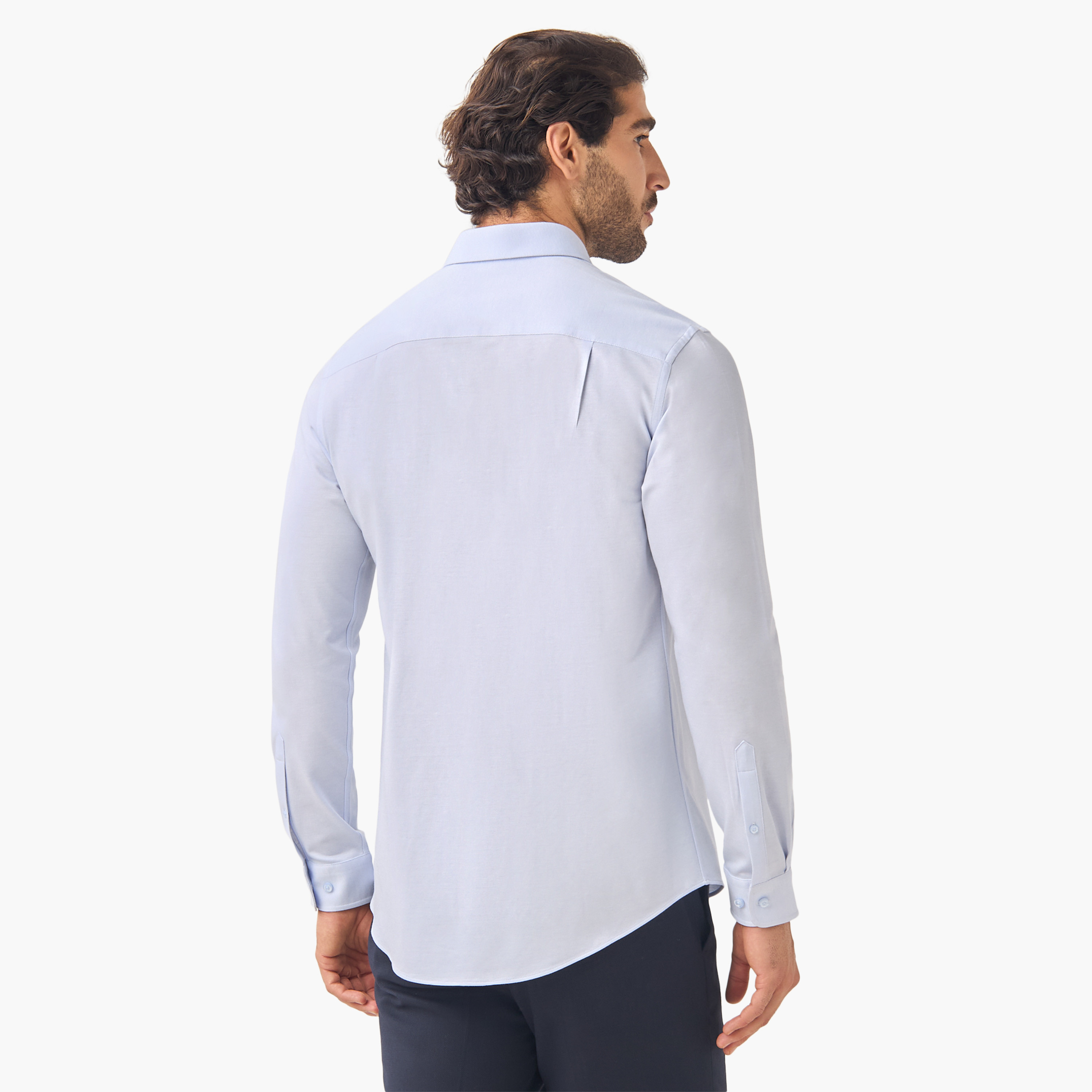 قميص دوبي بقصة ضيقة وياقة عادية وأكمام طويلة-men-clothing-shirts-image-3