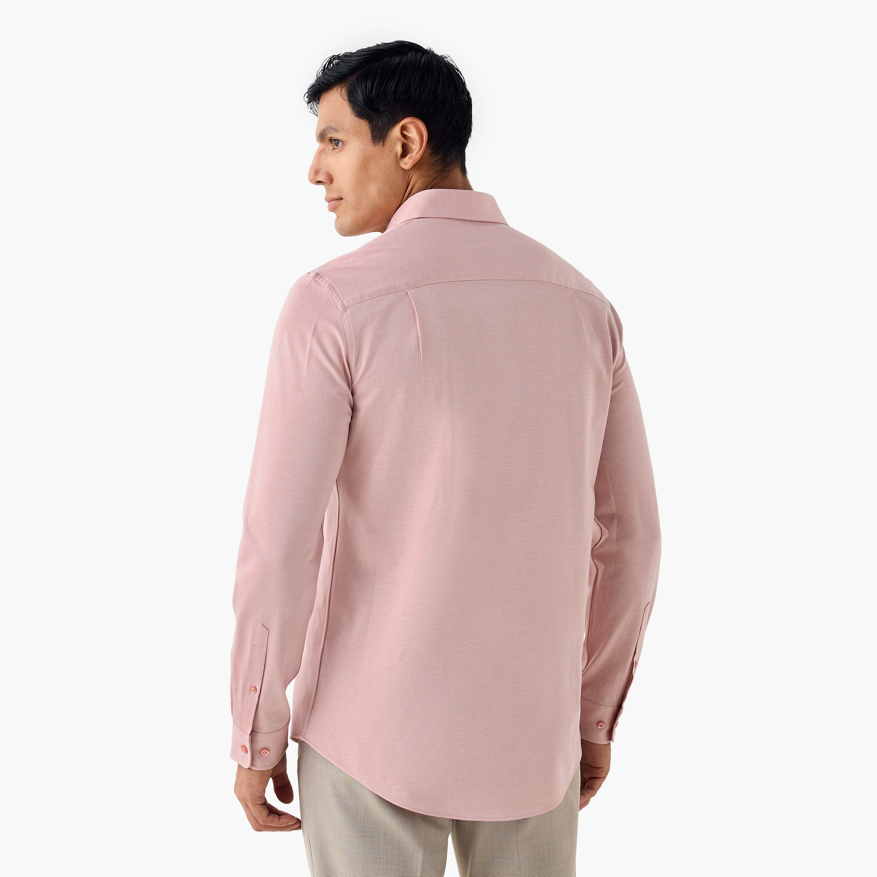 Slim Fit Textured Shirt with Collar-men-clothing-shirts-image-3