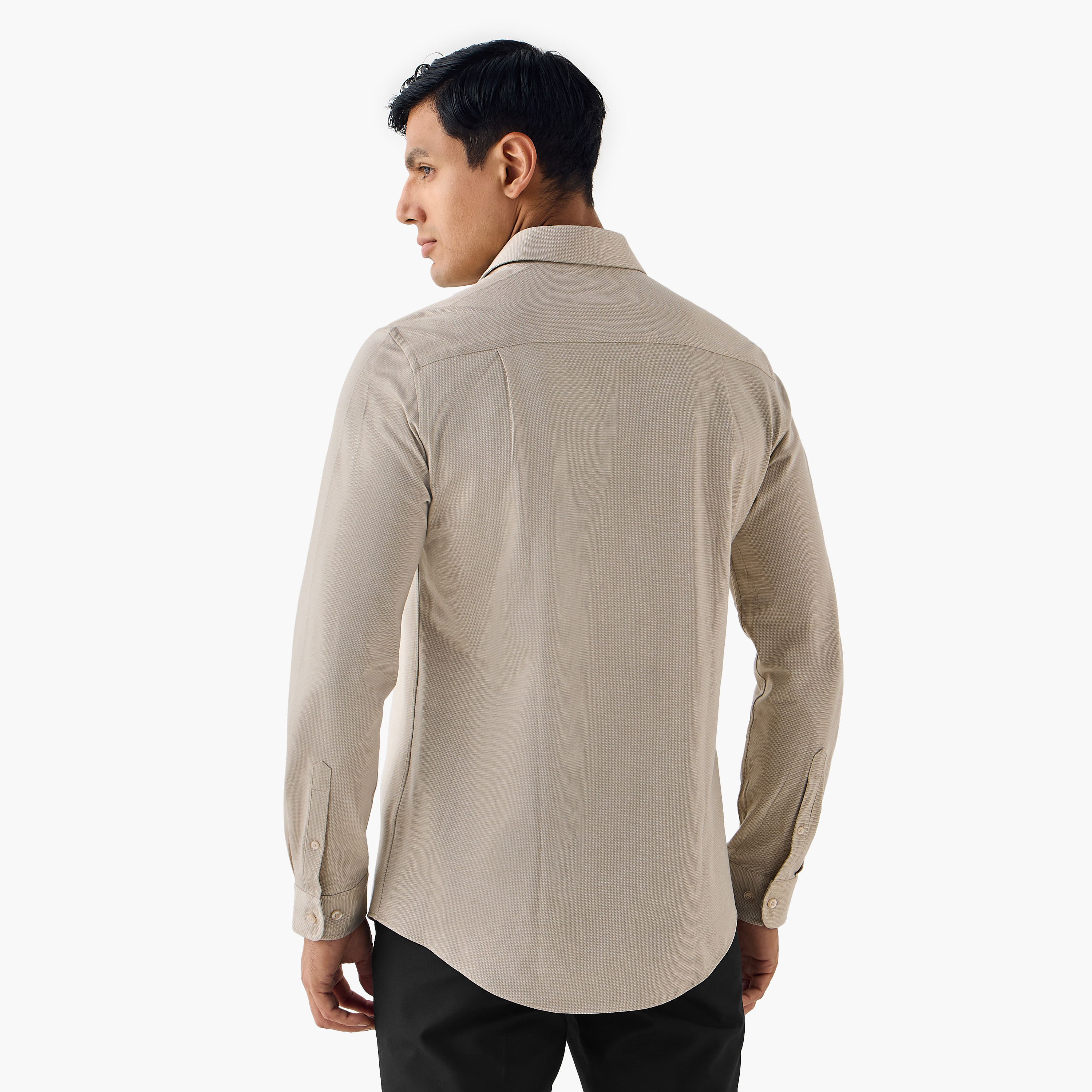 قميص بارز الملمس بقصة ضيقة وياقة-men-clothing-shirts-image-3