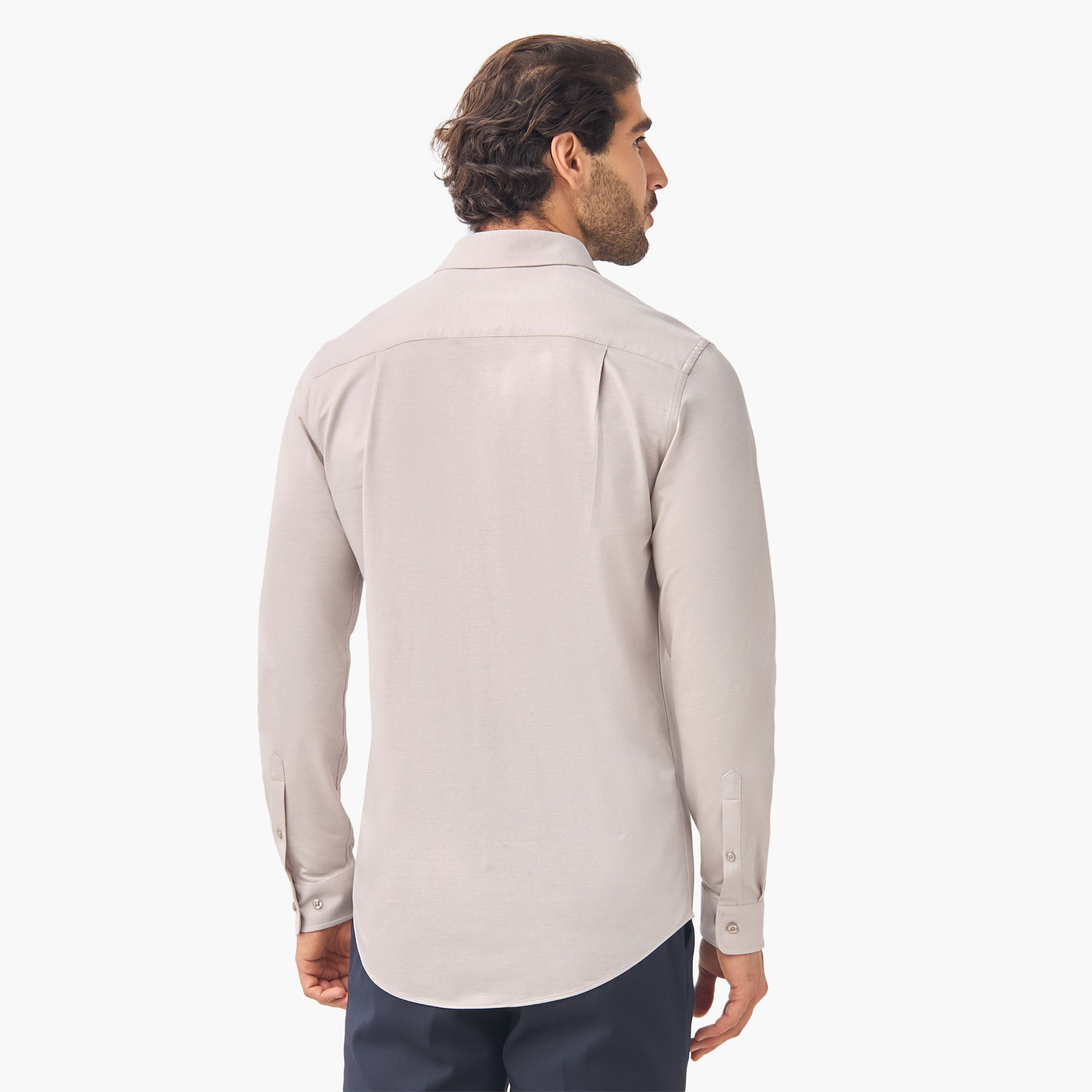 Slim Fit Textured Shirt with Collar and Long Sleeves-men-clothing-shirts-image-3