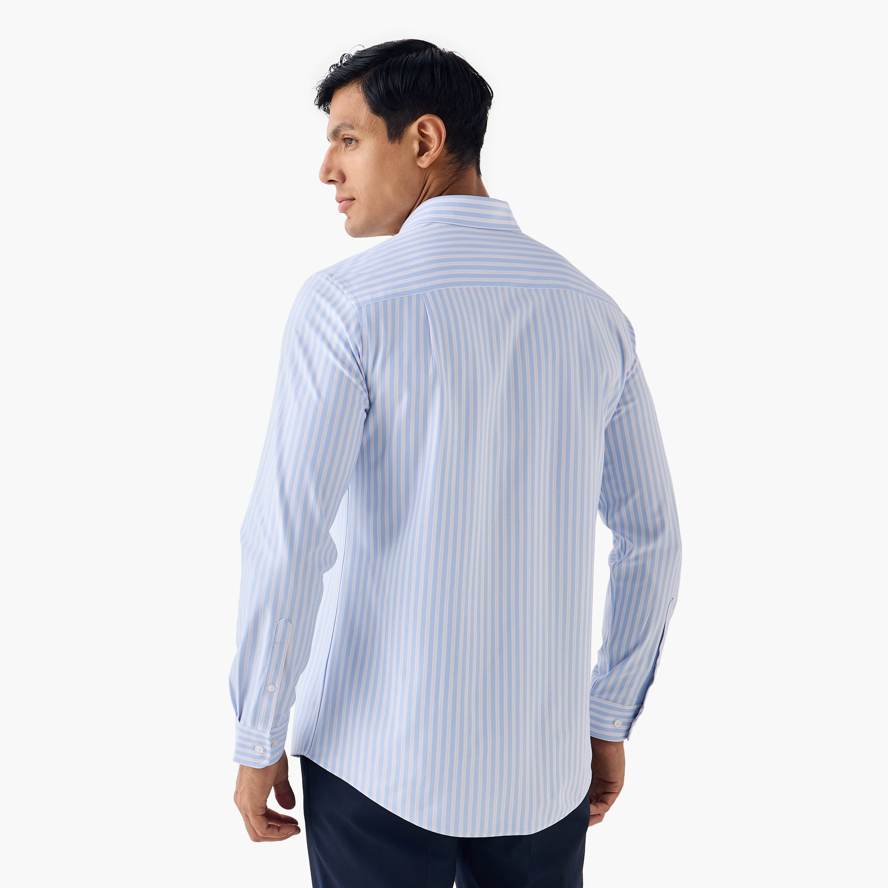 Slim Fit Striped Shirt with Collar-men-clothing-shirts-image-3