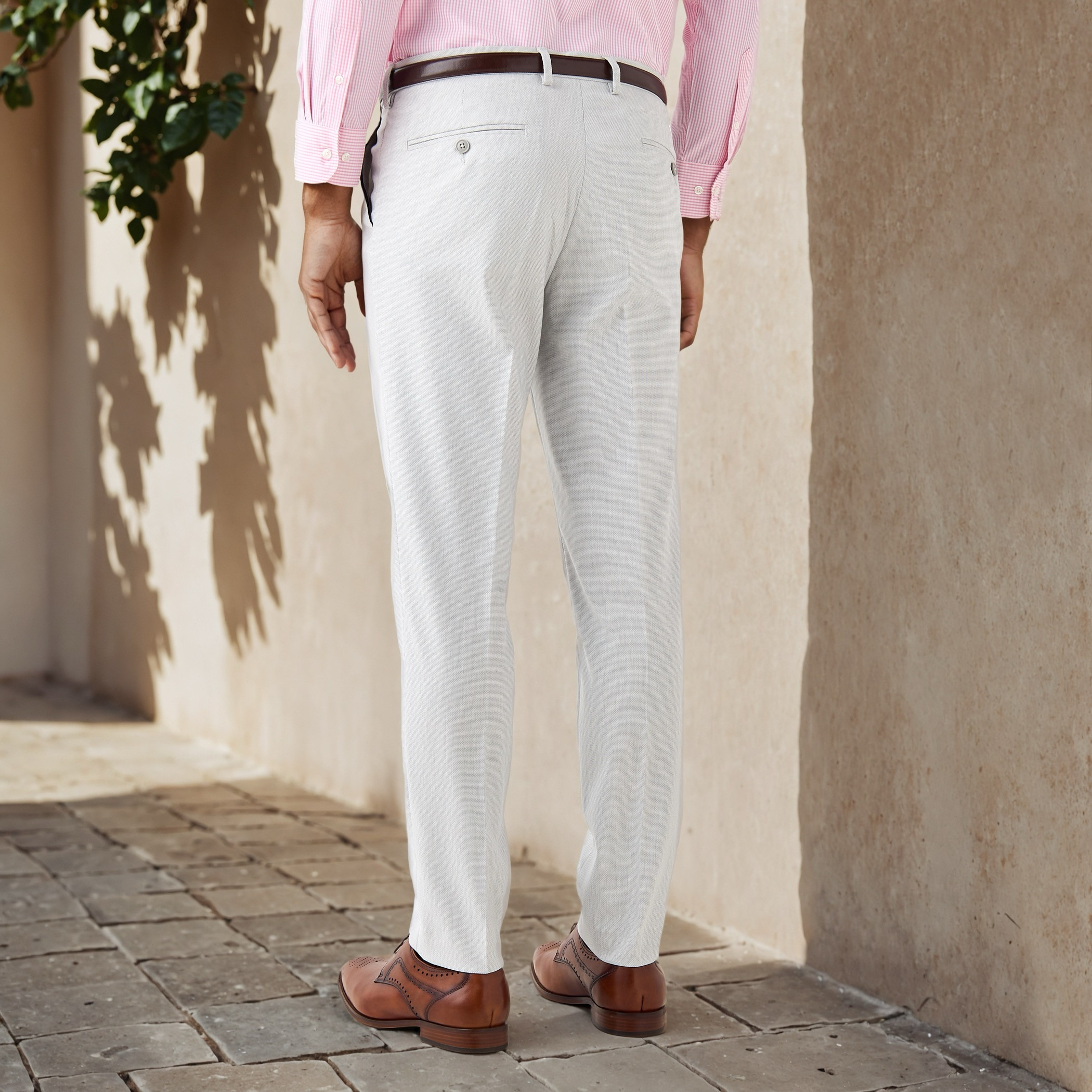 Slim Fit Belted Flexi Waist Trousers with Pockets-men-clothing-bottoms-trousersandchinos-trousers-image-3