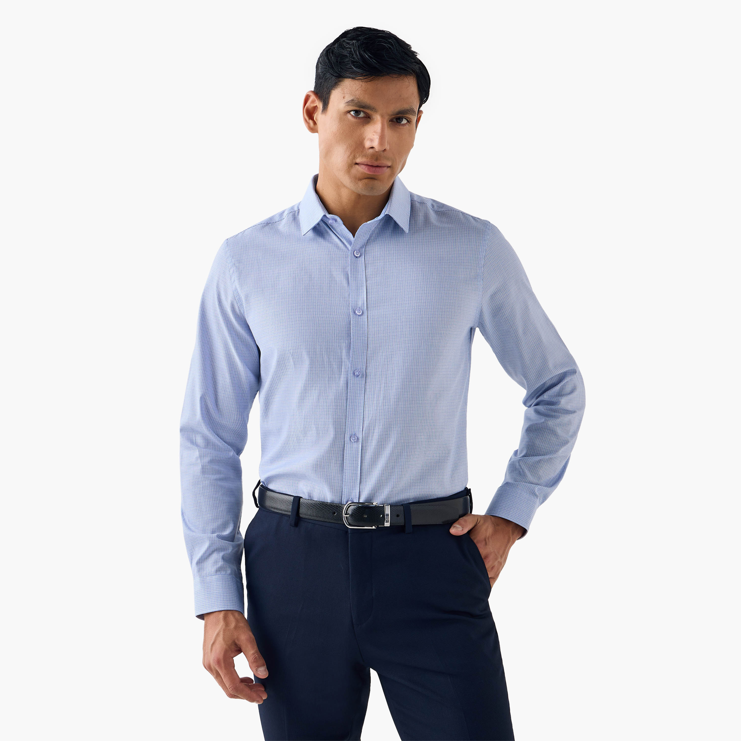 Regular Fit Checked Collared Shirt-men-clothing-shirts-image-1