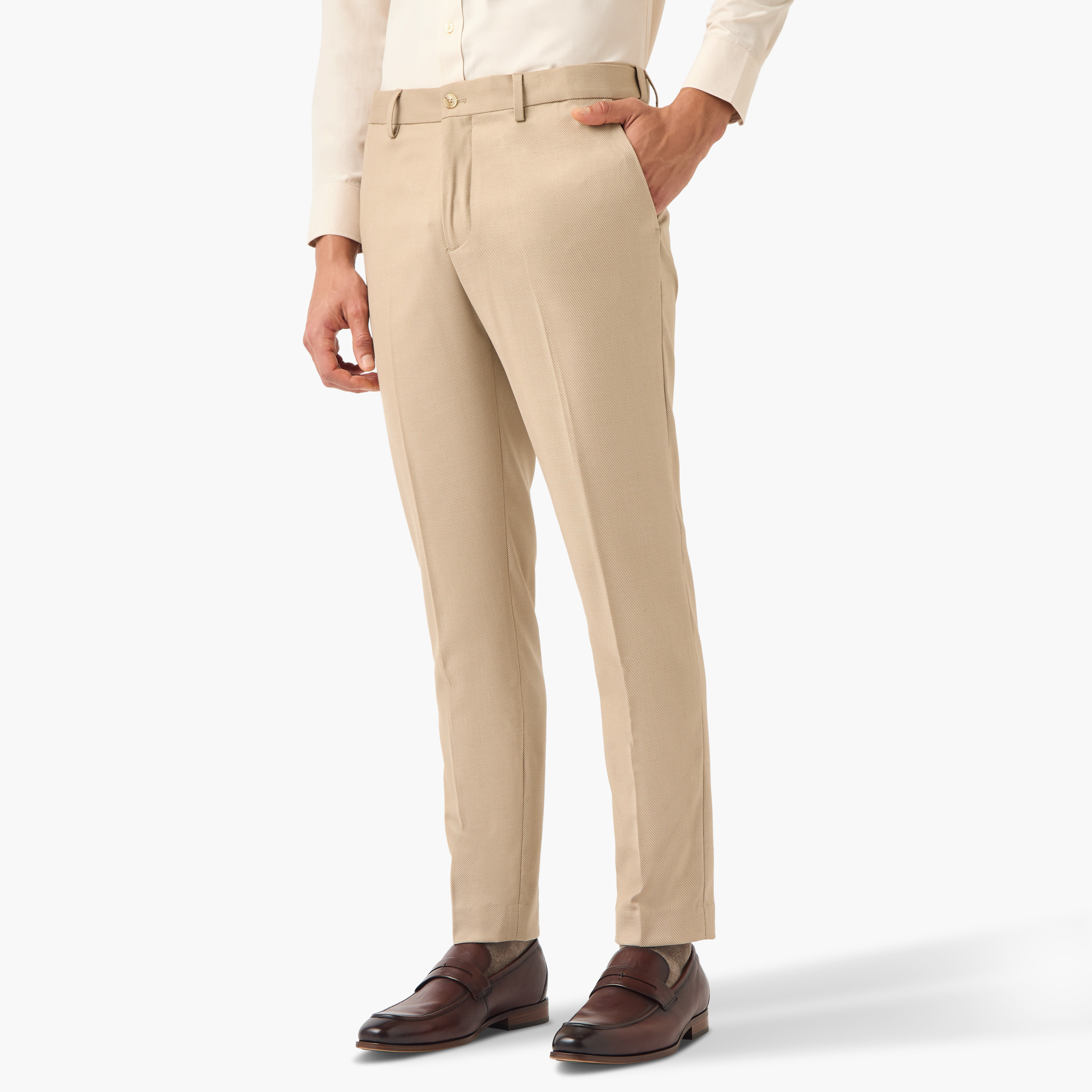 Slim Fit Dobby Textured Flexi Waist Trousers-men-clothing-bottoms-trousersandchinos-trousers-image-1
