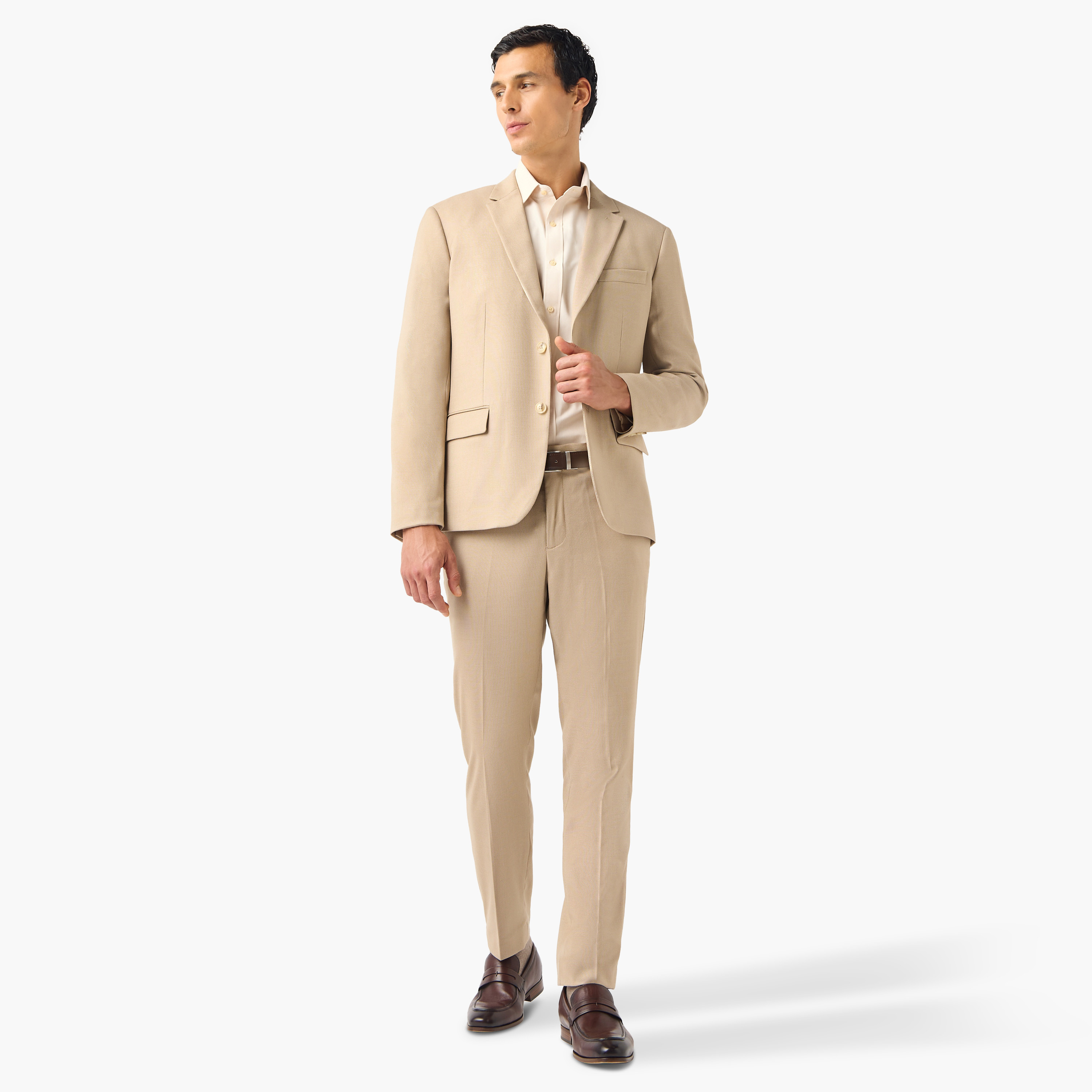 Slim Fit Dobby Textured Flexi Waist Trousers-men-clothing-bottoms-trousersandchinos-trousers-image-2
